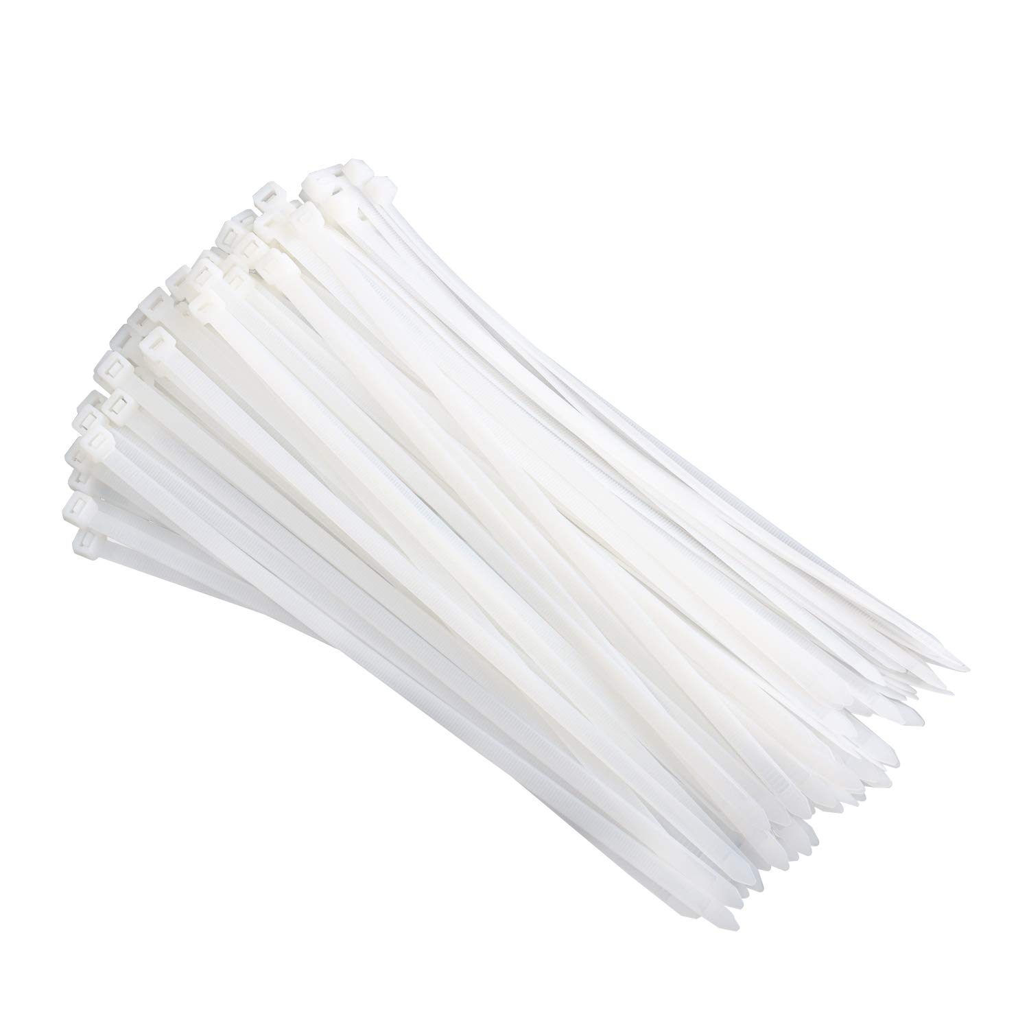 Pasow Heavy Duty Self-Locking Nylon Cable Zip Ties - 16 Inch White (Pack of 100) - Secure Wires, Organize Cables for Home, Office & Industrial Use