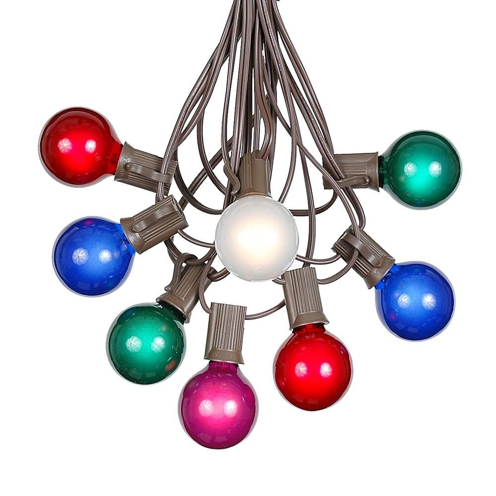 G40 Vintage Patio String Lights with 25 Multi Globe Bulbs - 25ft Brown Wire Outdoor Hanging Lights for Garden, Backyard, Cafe & Market Decor - Weatherproof Decorative Lighting for Parties, Weddings & Outdoor Dining