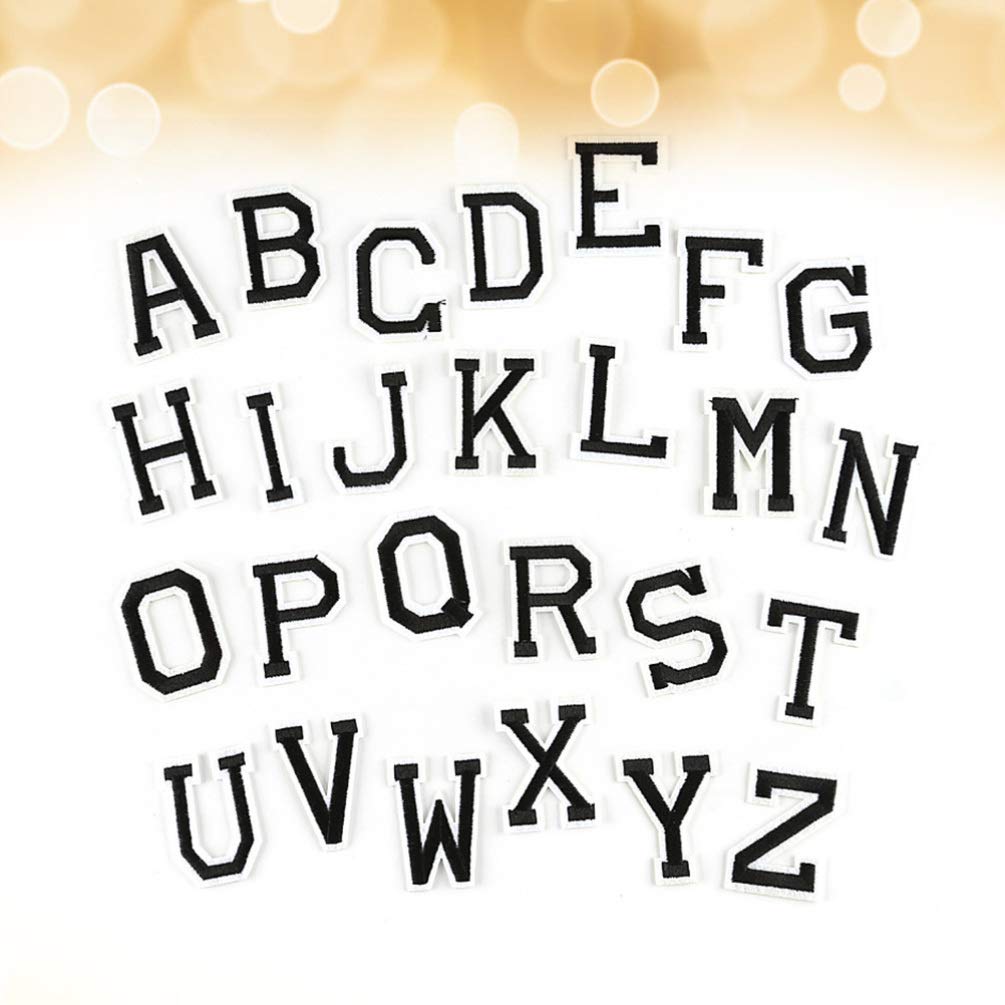 Healifty 26pcs White Alphabet Letter Stickers - DIY Sewing Applique Patches for Shoes, Clothes & Crafts - Perfect for Kids' Shoe Decoration & Personalized Clothing Projects