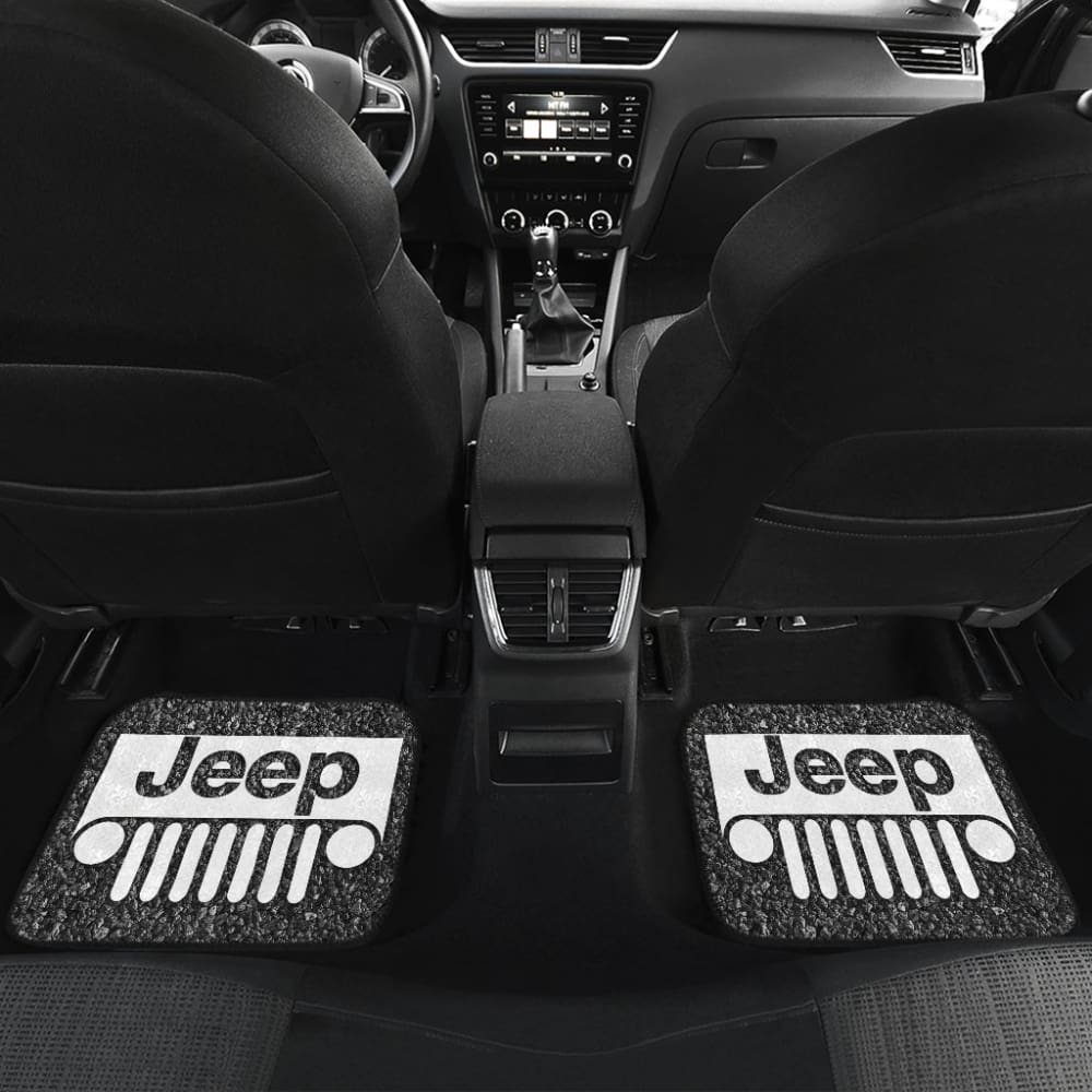 Premium Custom Jeep Offroad Car Floor Mats - Gray & White Asphalt Design | All-Weather Protection for Wrangler, Cherokee & Grand Cherokee | Perfect for Adventure, Camping & Daily Driving