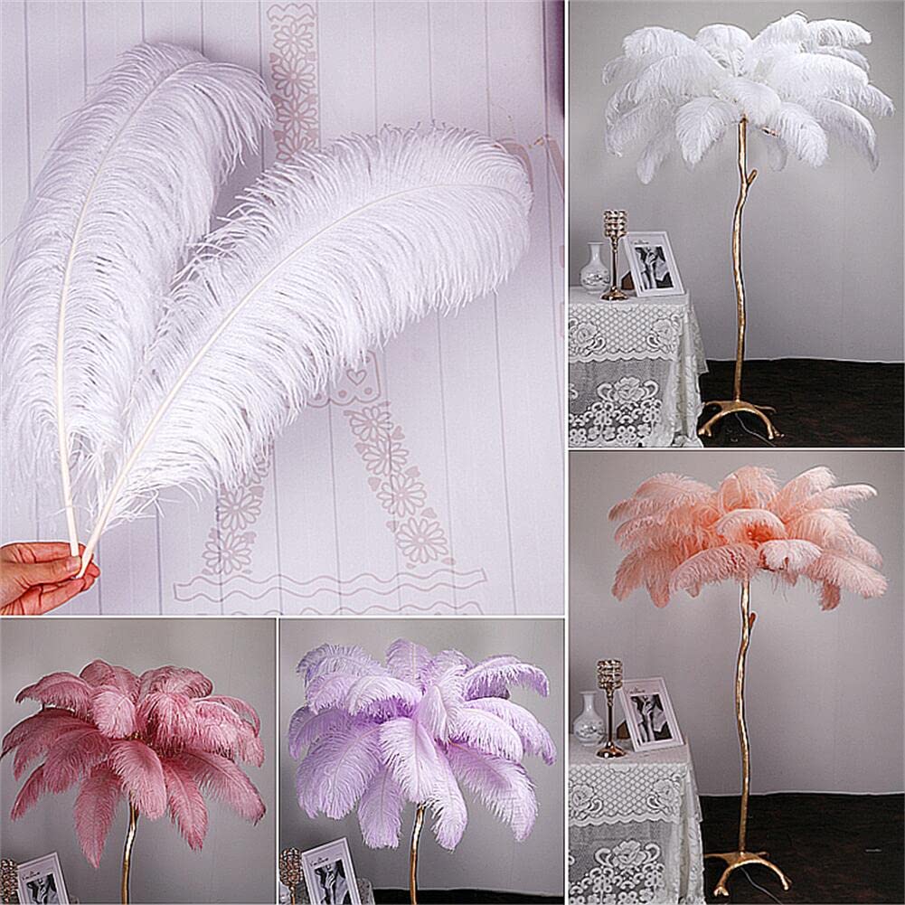 Premium White Ostrich Feathers for Wedding Centerpieces, Party Decor, Easter & Gatsby Themed Events - 22-24 Inch Long - Elegant Home & Event Decoration