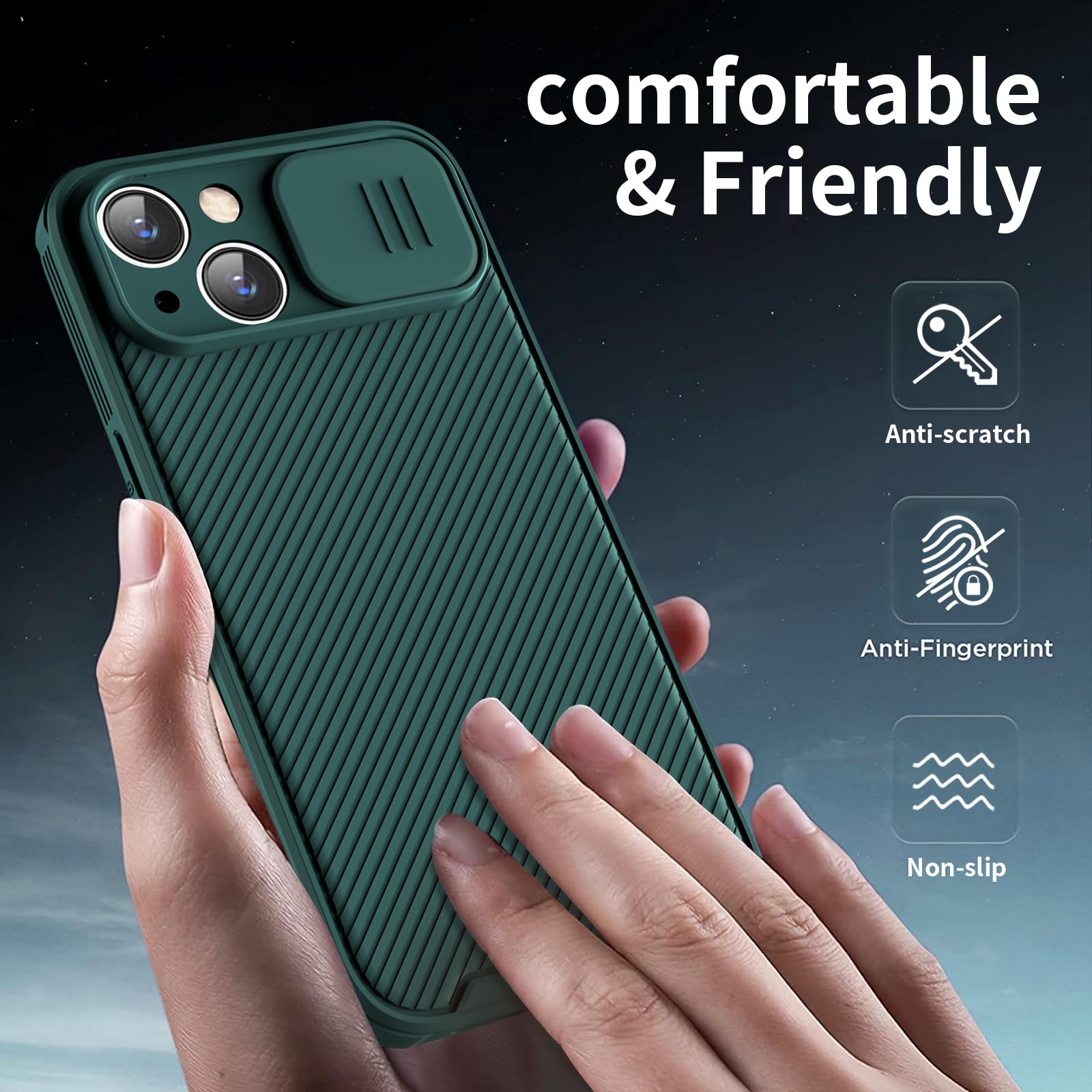 Hitaoyou Magnetic iPhone 13 Case with Slide Camera Cover - Slim Magsafe Compatible Protective Phone Cover for Women (Green) | Perfect for Wireless Charging & Everyday Protection