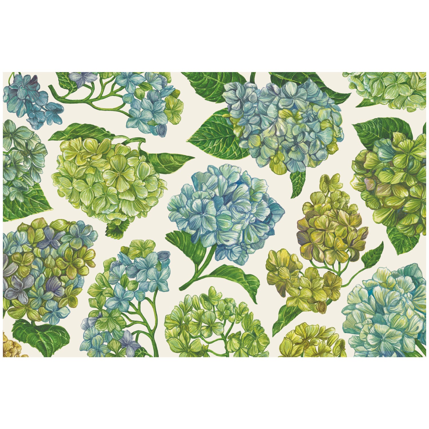 Blooming Hydrangeas Placemat Set of 4 - Waterproof Floral Table Mats for Dining Room Decor, Kitchen Table Setting, and Outdoor Picnic Use