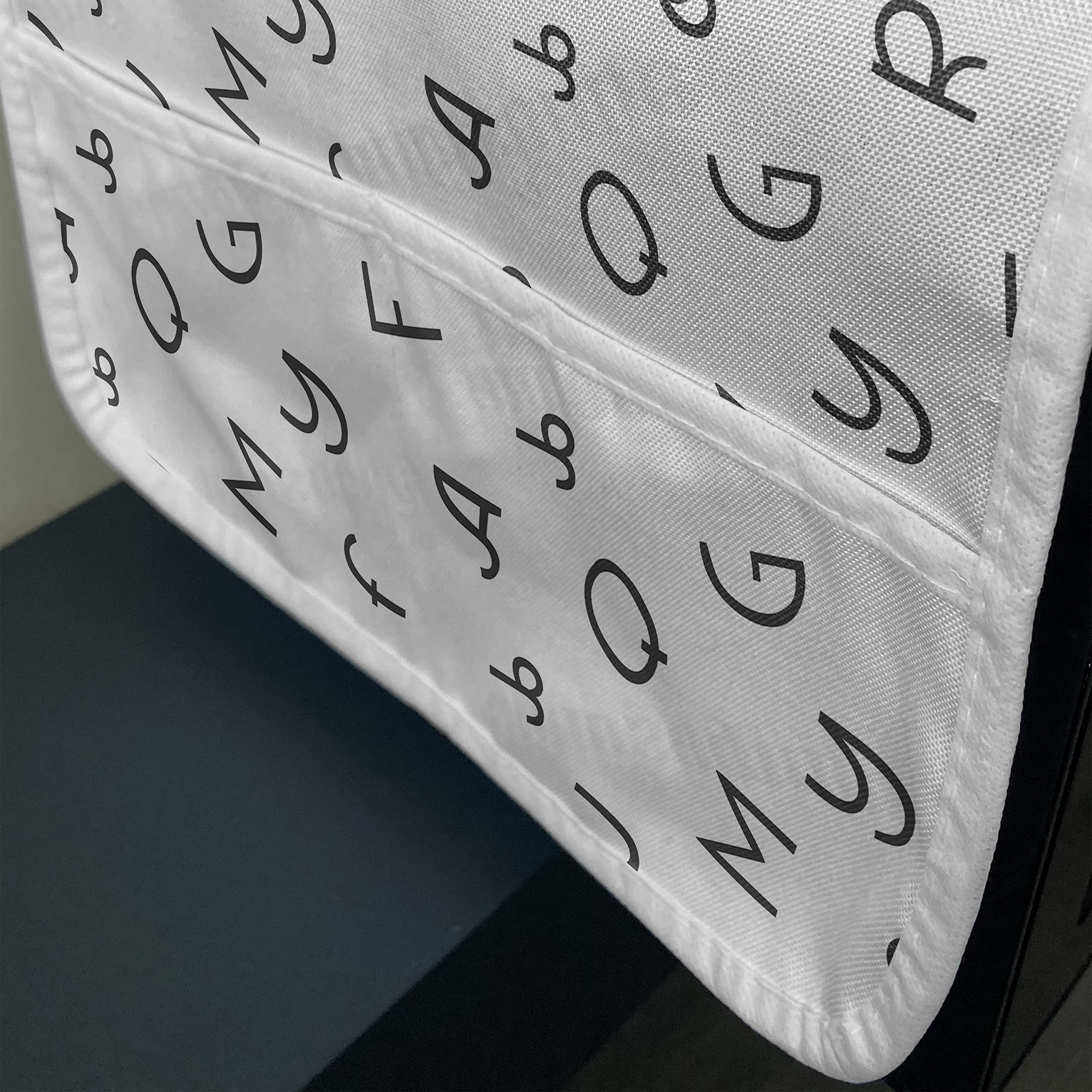 Ambesonne Alphabet Microwave Cover - Waterproof Kitchen Organizer with Pockets, 36x12 Inches, Dark Grey & White - Perfect for Small Kitchens & Dorm Rooms