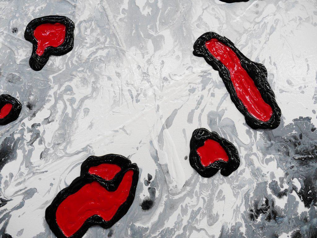 140cm x 100cm Abstract Large Canvas Painting in Red, Black & White - Modern Wall Art for Living Room, Bedroom or Office Decor