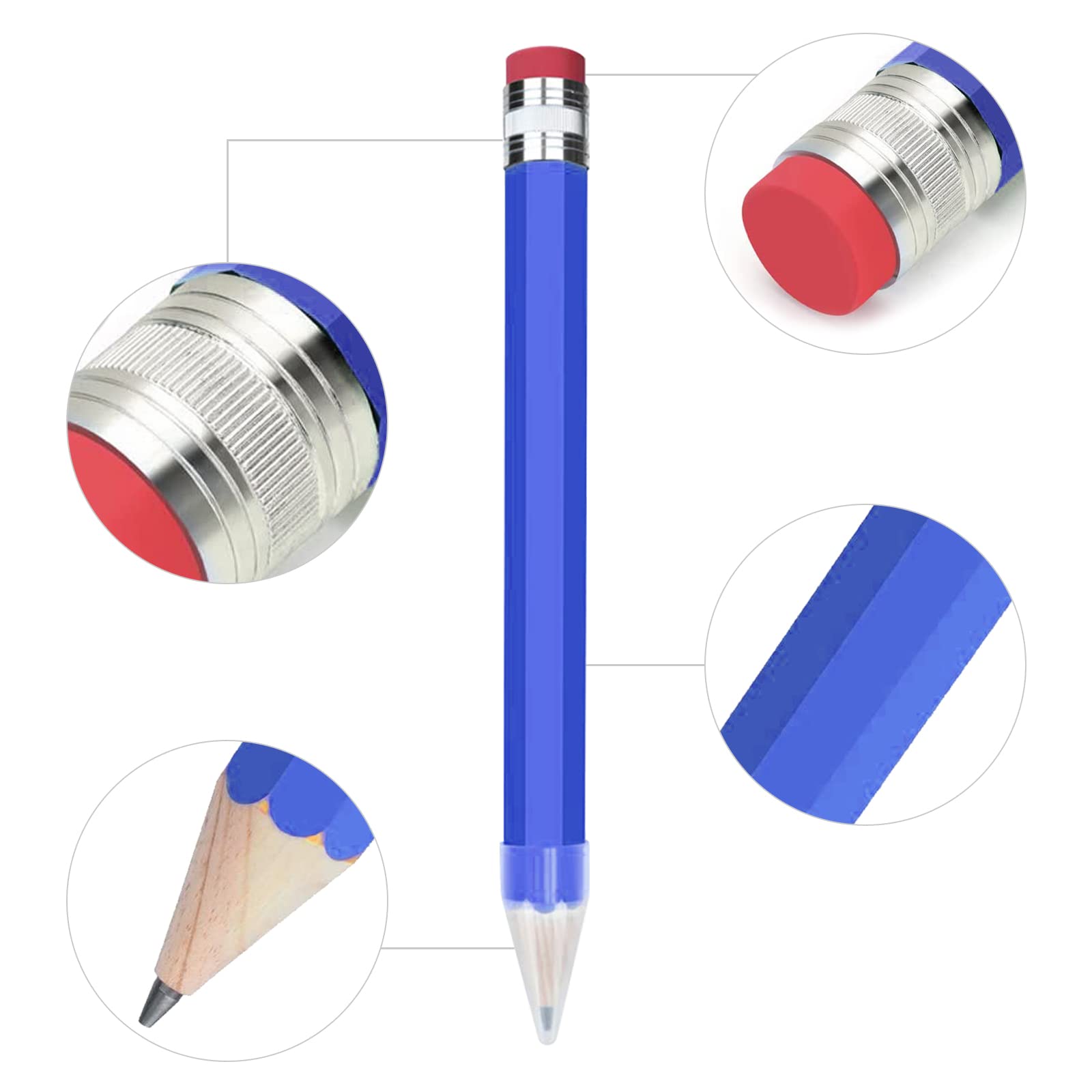 BUSHIBU 14 Inch Giant Wooden Pencil with Cap - Jumbo Novelty Pencils for School, Home Decor, Party Props & Unique Gifts (Blue) - Perfect for Classroom Rewards, Photo Booths, and Creative Room Decor