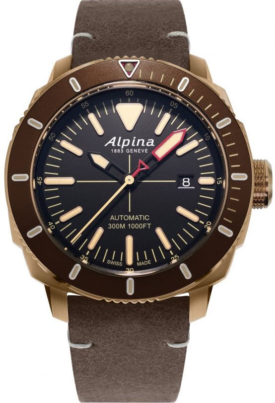 Alpina Seastrong Diver 300 Automatic Men's Watch AL 525LBBR4V4 - Luxury Swiss Dive Watch for Professional & Casual Wear, Perfect for Water Sports, Business & Everyday Use