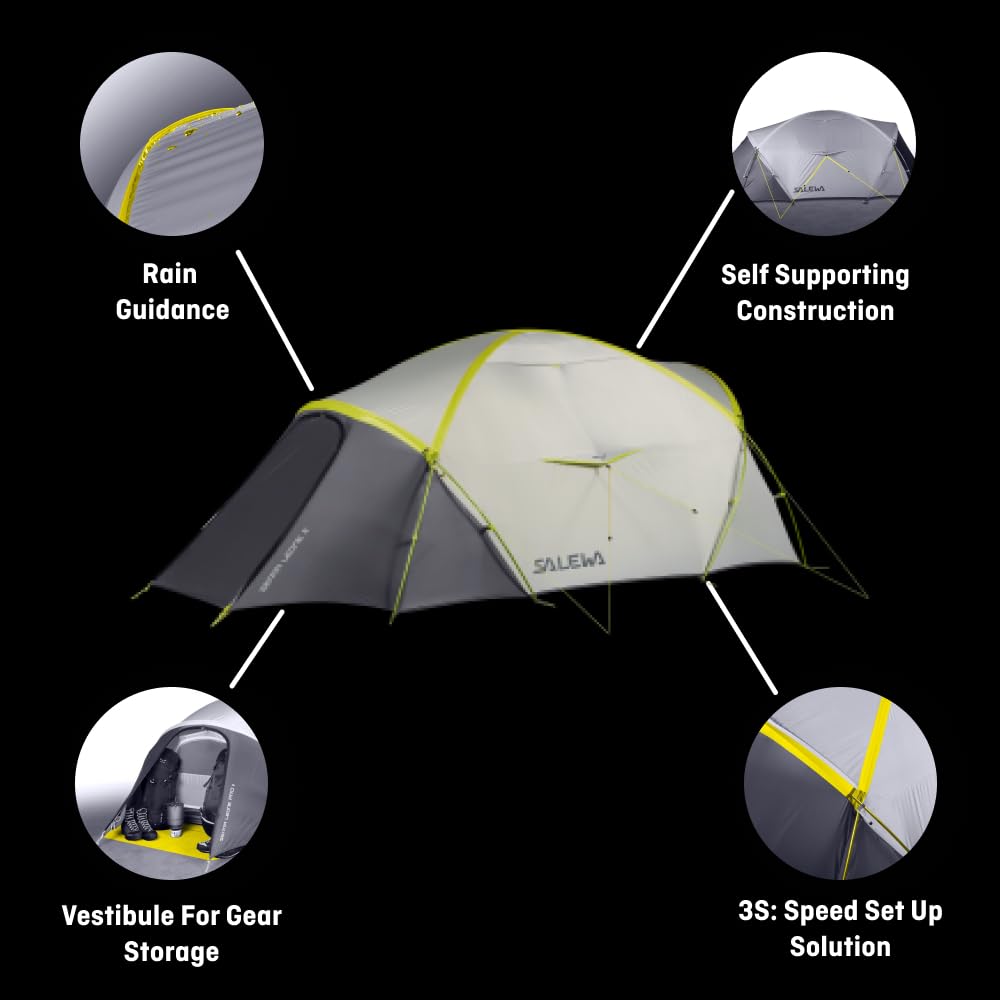 Salewa Sierra Leone III Tent - 3-Person Lightweight Backpacking Tent for Camping & Hiking | Waterproof & Windproof Outdoor Shelter for Mountain Adventures