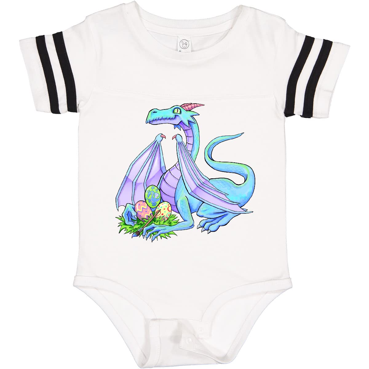 Inktastic Blue Easter Dragon with Painted Eggs Baby Bodysuit - Cute Easter Outfit for Infants & Toddlers - Perfect for Easter Photos, Family Gatherings & Holiday Celebrations