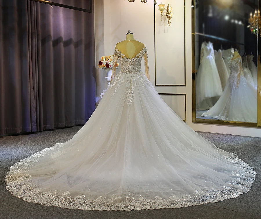 Elegant Mermaid Wedding Gown with Detachable Train & Long Sleeves - Perfect for Beach, Church, and Formal Wedding Ceremonies