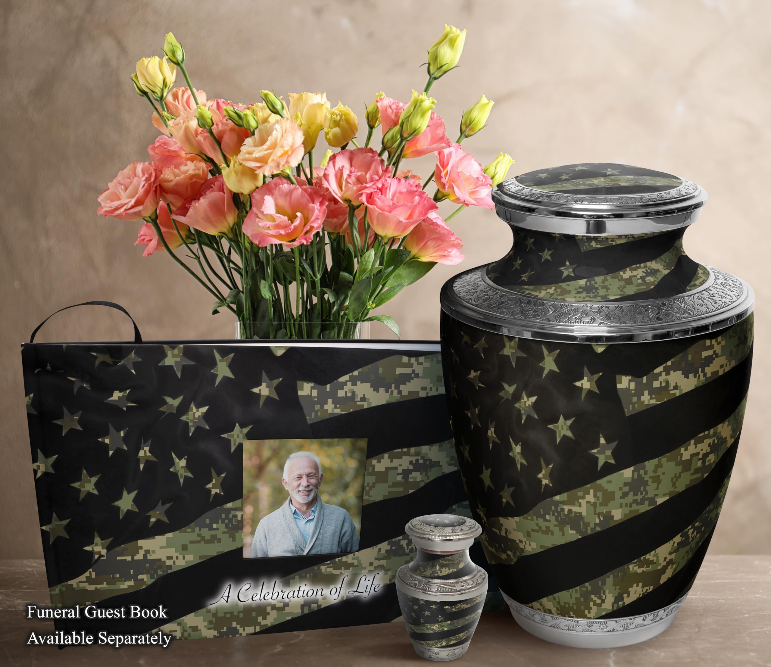 Military Digital Camo Cremation Urns for Men - Large Adult Human Ashes Urn for Funeral, Dad, Veterans - Perfect for Memorial Services & Home Display
