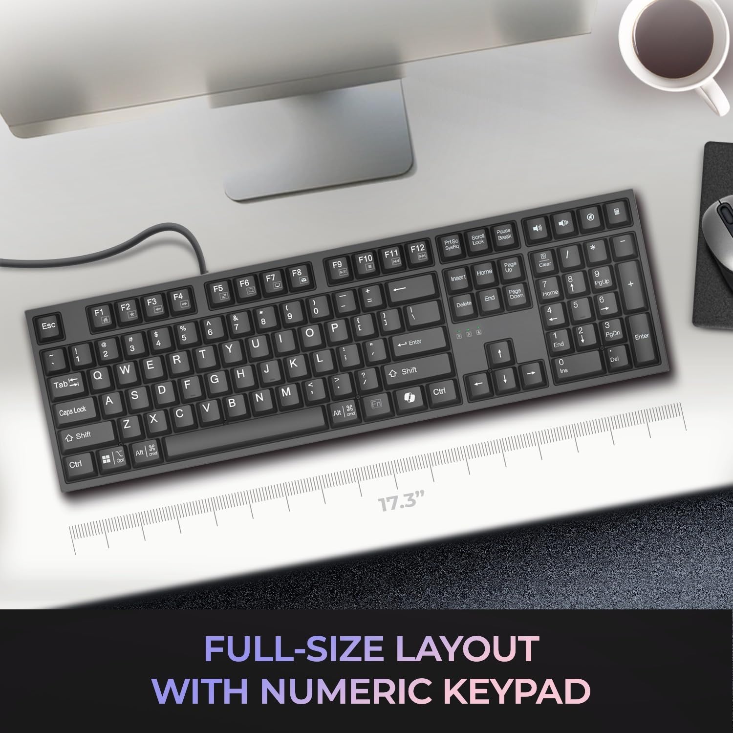 Adesso Multi-OS Mechanical Keyboard with Copilot AI Hotkey - Compatible with Windows/Mac/Linux - Perfect for Gaming, Coding & Office Work