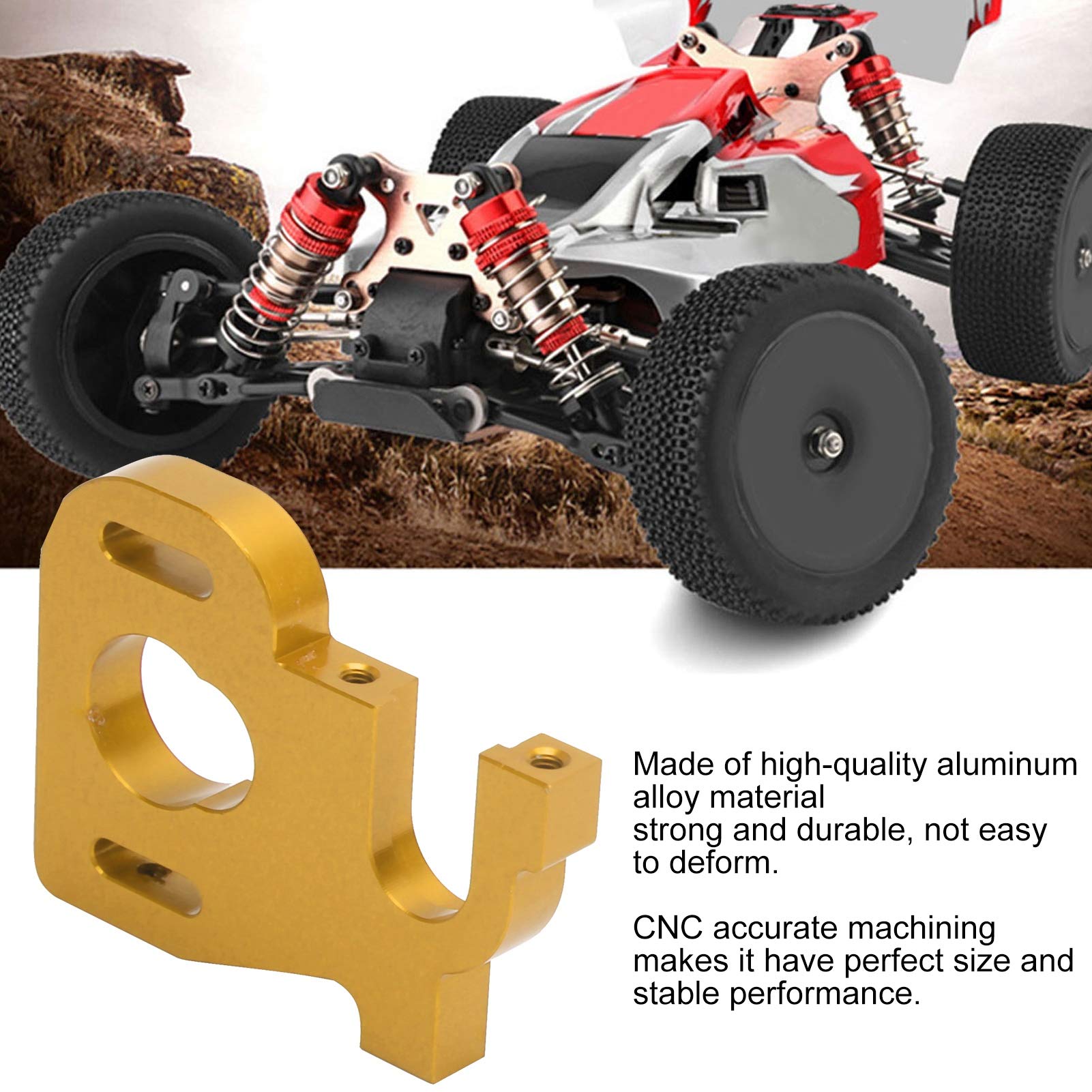 High-Quality Aluminum Alloy RC Motor Mount Holder for Wltoys 1/14 144001 RC Car - Adjustable Motor Mount Seat (Gold) - Durable & Lightweight Upgrade Part for RC Car Racing and Off-Road Bashing