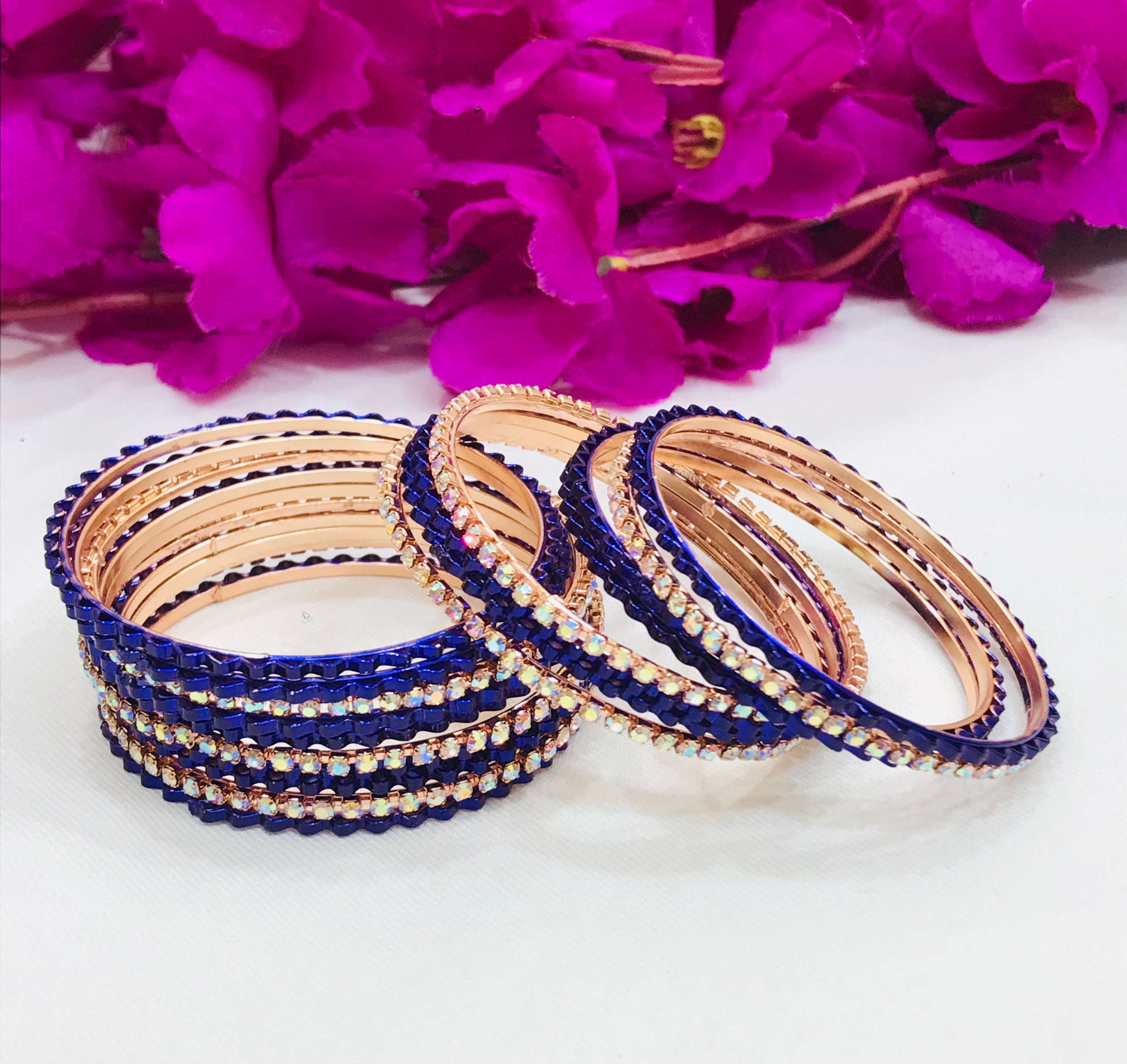 Stylish Blue Designer Metal Bangles for Women & Girls - Perfect for Parties, Weddings & Everyday Fashion Accessories