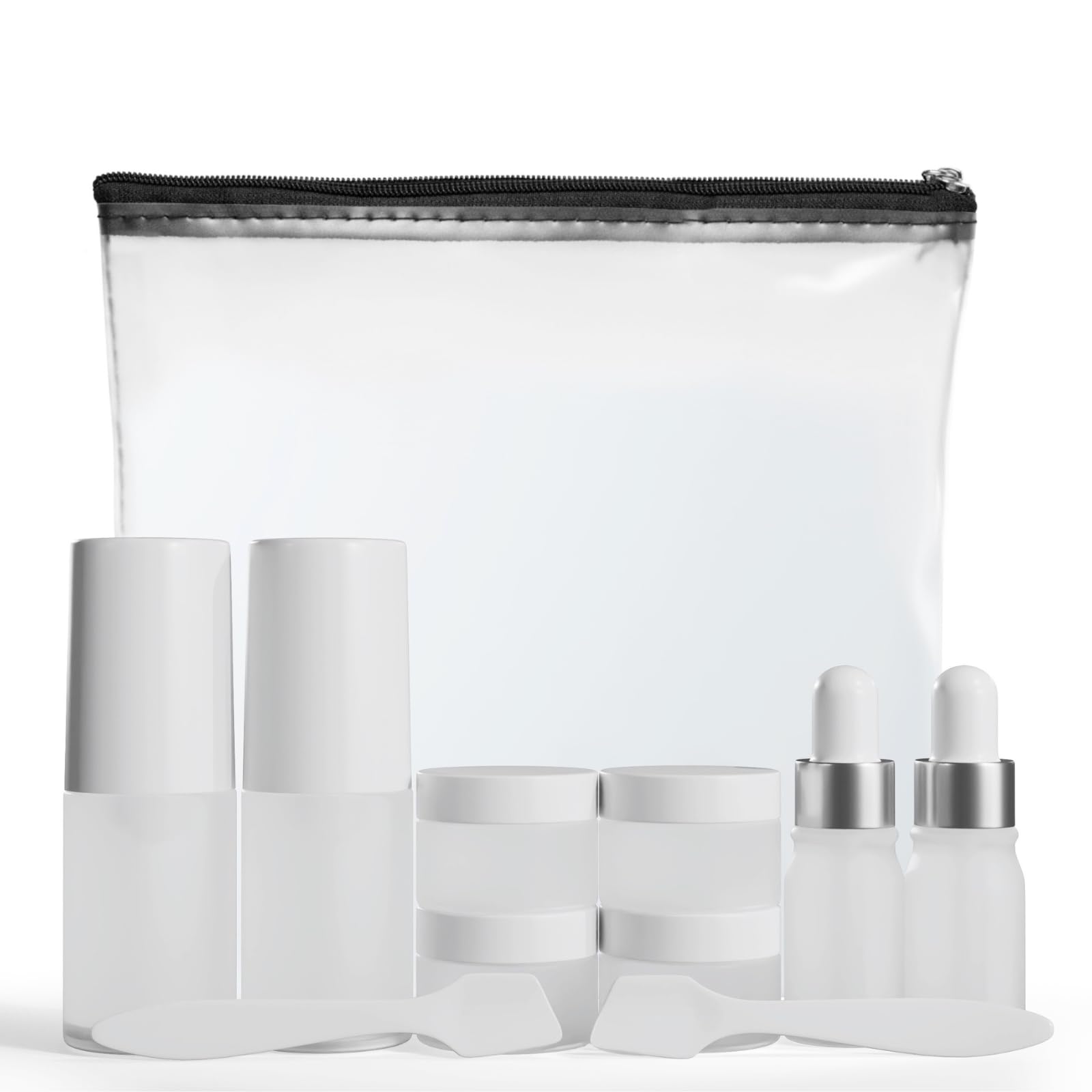 11-Piece Travel Skincare Containers Set - TSA Approved Leakproof Toiletry Bottles & Airless Pump Bottles for Serums, Moisturizers & Oils - Perfect for Carry-On Luggage, Vacation Essentials & On-The-Go Beauty Routine