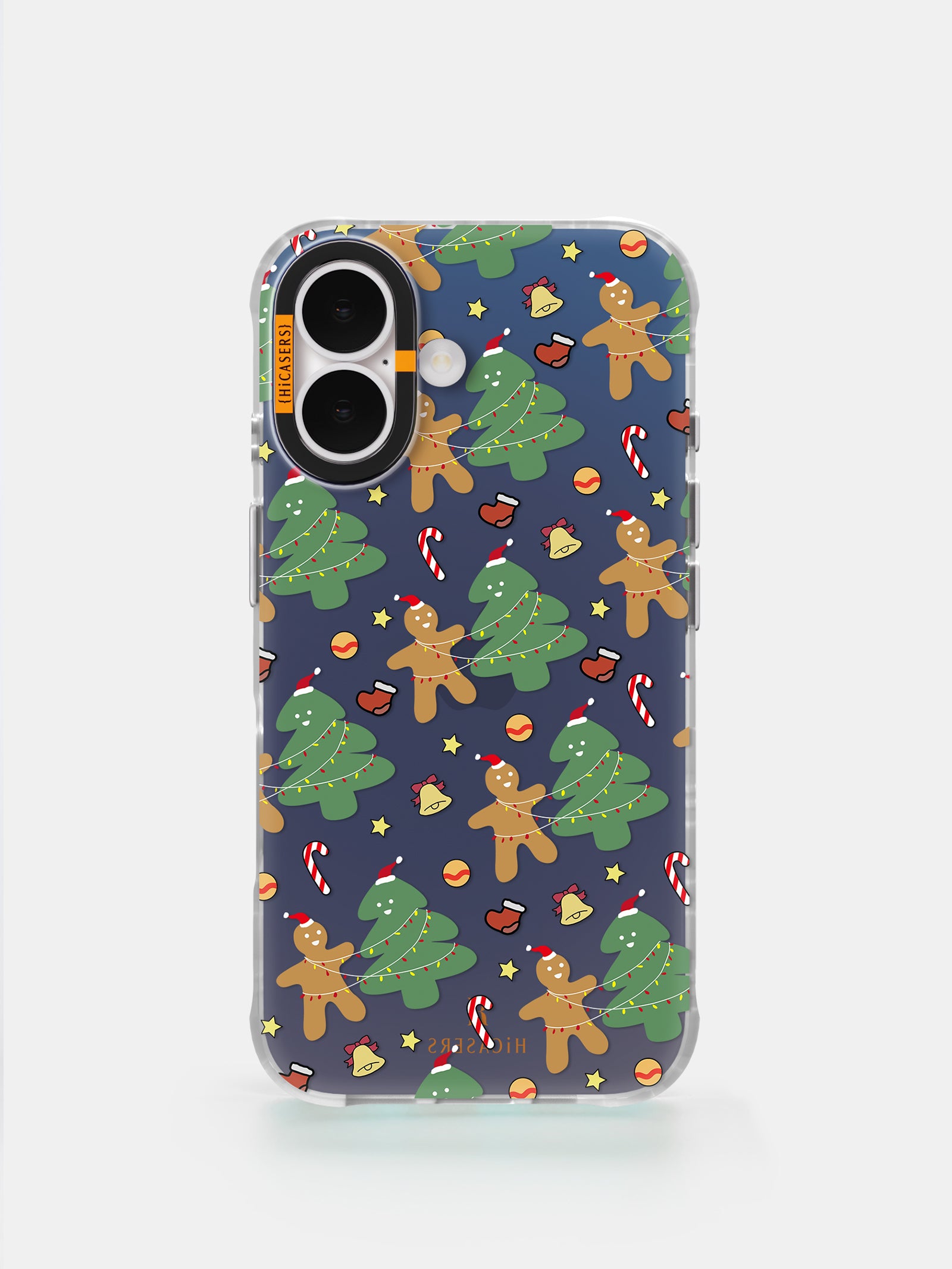 Shimmering Navy Blue Gingerbread Man & Christmas Tree Pattern Ornament - Perfect for Holiday Decorations, Gift Wrapping & Festive Party Supplies