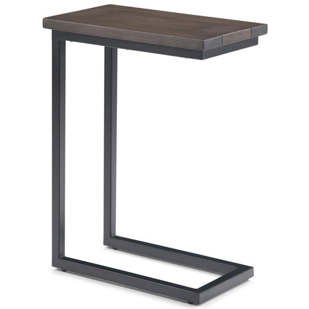 Trent Home Modern Walnut and Black End Table - Stylish Nightstand for Bedroom, Living Room, or Office