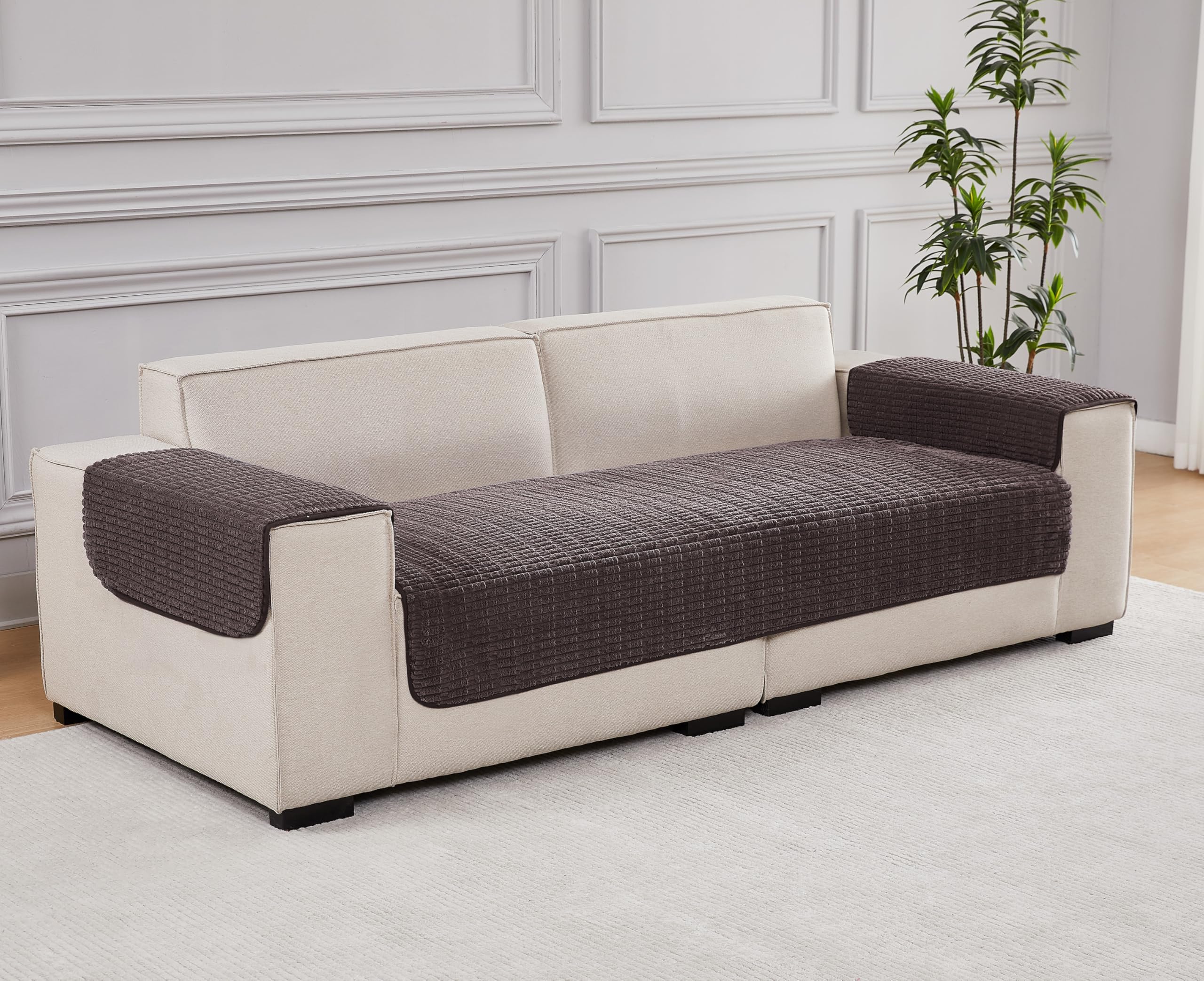 Premium Anti-Slip Sofa Armrest Covers (2-Pack) - Coffee Color 18x22 Inch - Soft Couch Arm Protectors for Living Room Furniture Protection & Style Enhancement - Perfect for Pets, Kids & Everyday Use