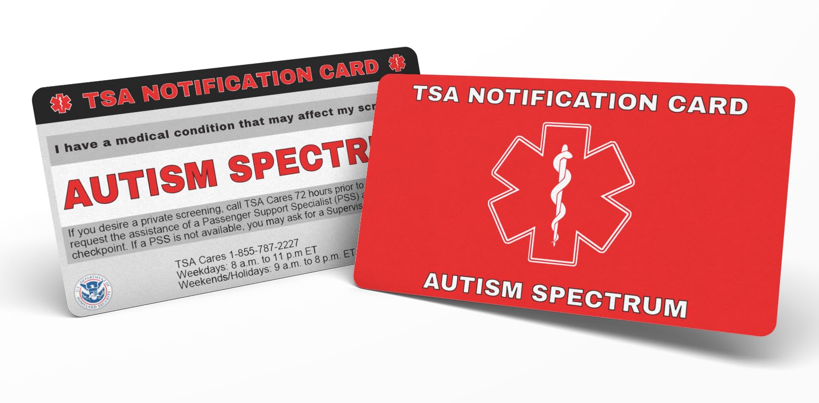 TSA Notification Card for Autism Spectrum - Compact Wallet Size (2 Pack) | Ideal for Air Travel & Security Checkpoints