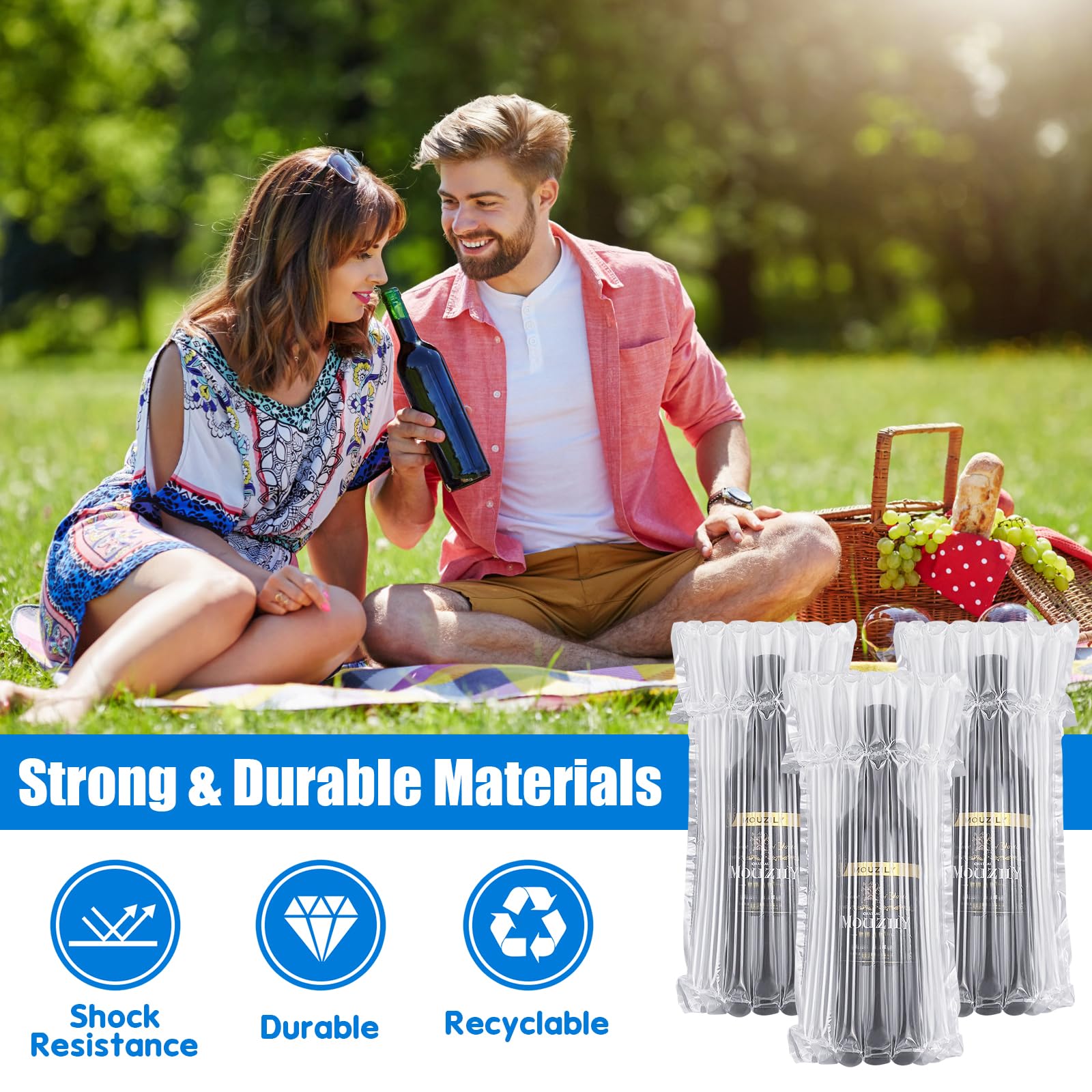 20 Pack Reusable Wine Bottle Protector Bags with Air Pump - Leak Proof Travel Case for Airplane, Perfect Wine Packaging Solution for Safe Air Travel | Great for Vacation, Gifts & Wine Transport