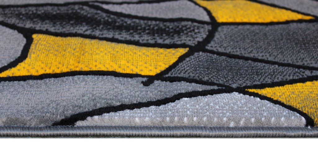 Masada Modern Contemporary Runner Area Rug - Yellow Grey Black (2' x 7') - Perfect for Hallway, Entryway & High-Traffic Areas