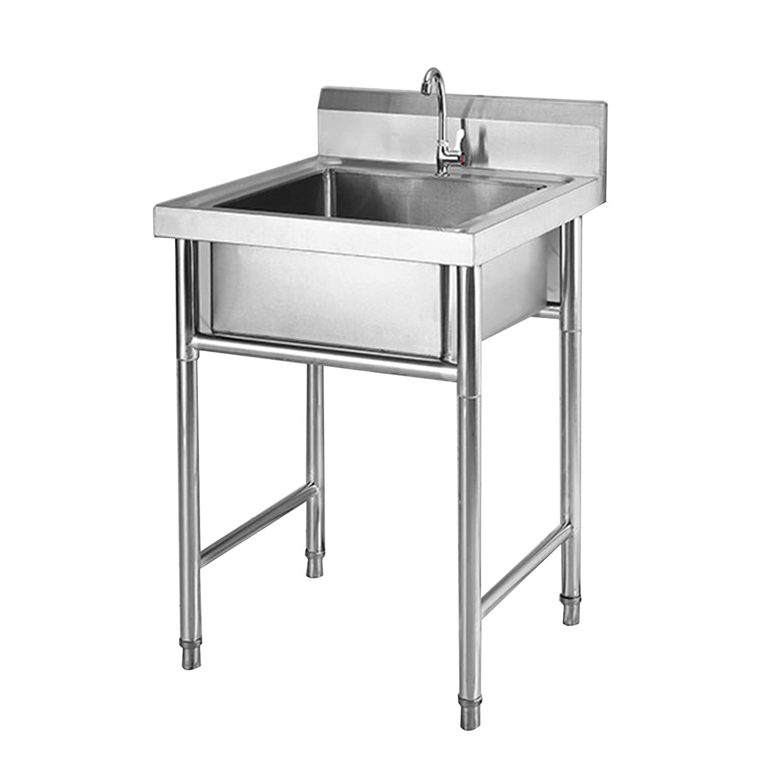 Premium Stainless Steel Single Basin Kitchen Sink with Stand - Heavy Duty Utility Sink for Laundry Room, Garage & Basement - Includes Faucet for Easy Installation - Perfect for Washing Clothes, Pet Bathing & Household Cleaning