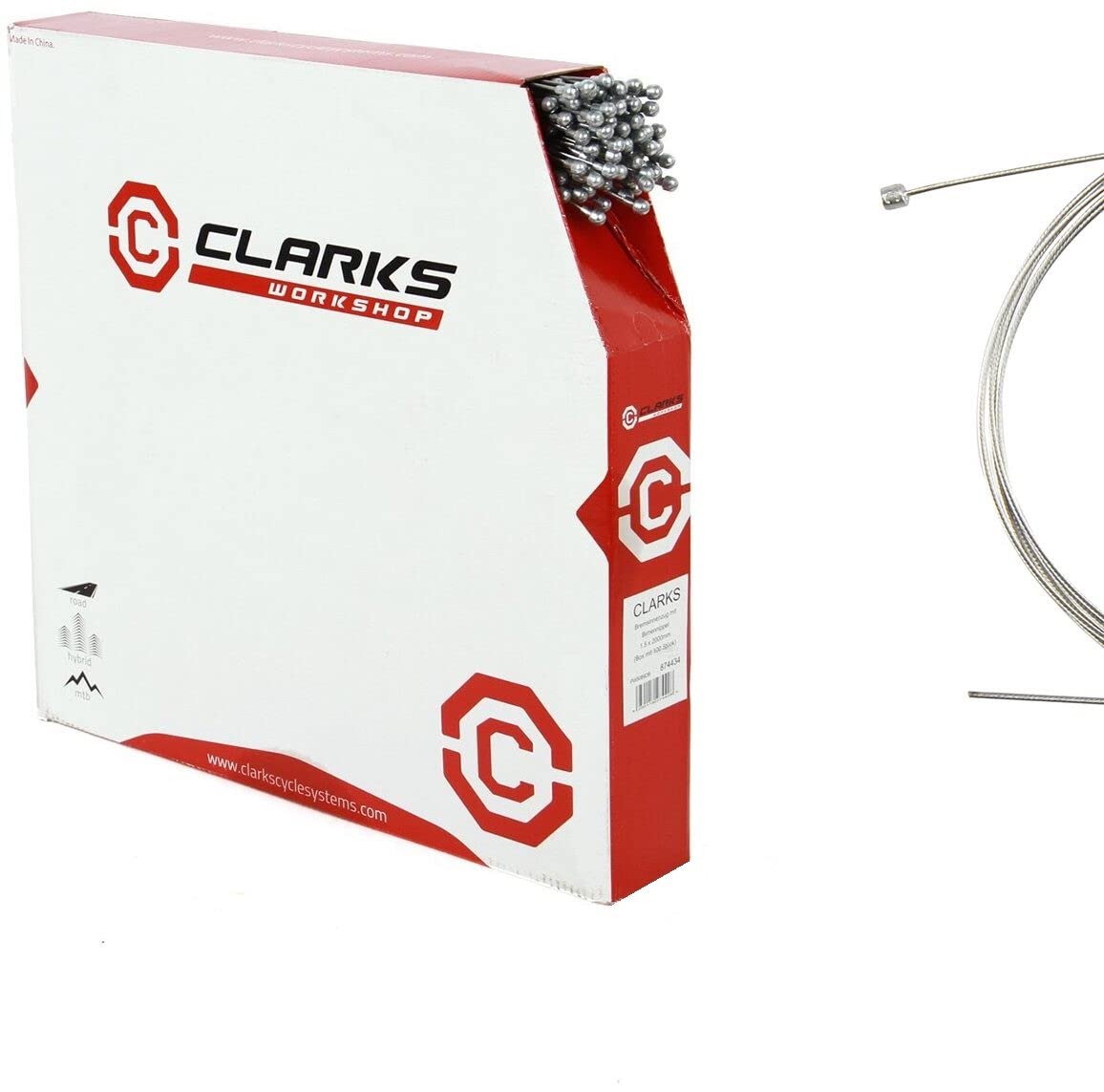 Clarks Galvanized Derailleur Cable - 100 Pack (1.1 x 2030mm) - High-Quality Bike Shift Cables for Smooth Gear Changes - Perfect for Mountain Bikes, Road Bikes & Bicycle Maintenance