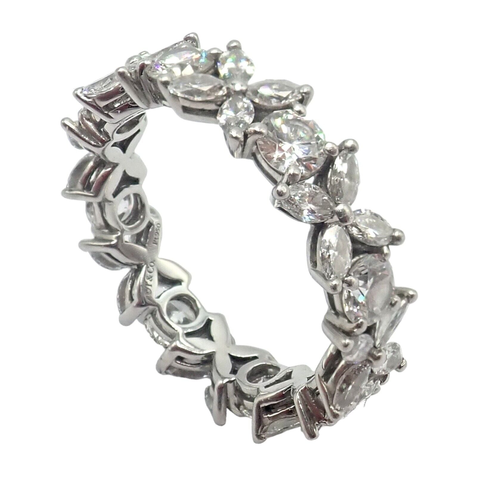 Tiffany & Co Platinum Alternating 1.93ct Diamond Victoria Band Ring Size 6 - Elegant Wedding Band, Anniversary Gift for Her, Luxury Diamond Jewelry for Special Occasions