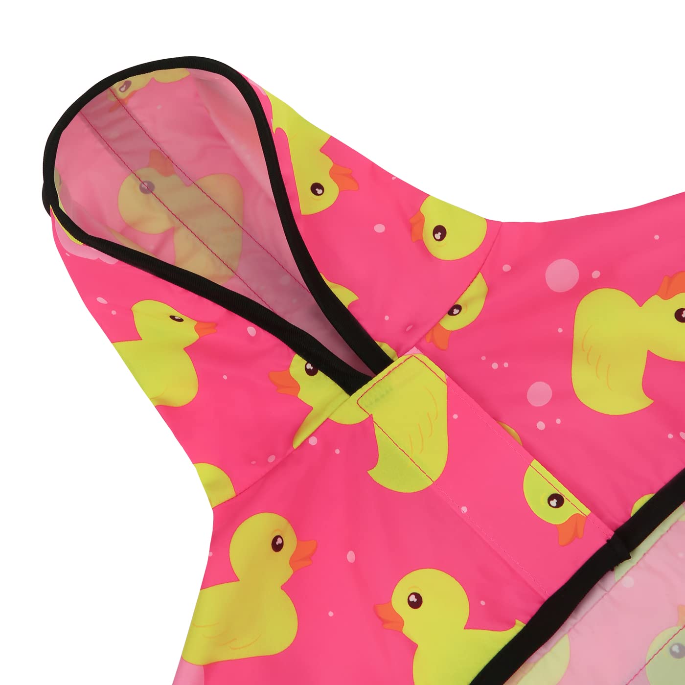 HDE Waterproof Dog Raincoat with Hood - Pink Ducks Print, Small to X-Large Sizes for Dogs & Puppies | Outdoor Walking, Rainy Day Protection, Pet Fashion Accessory