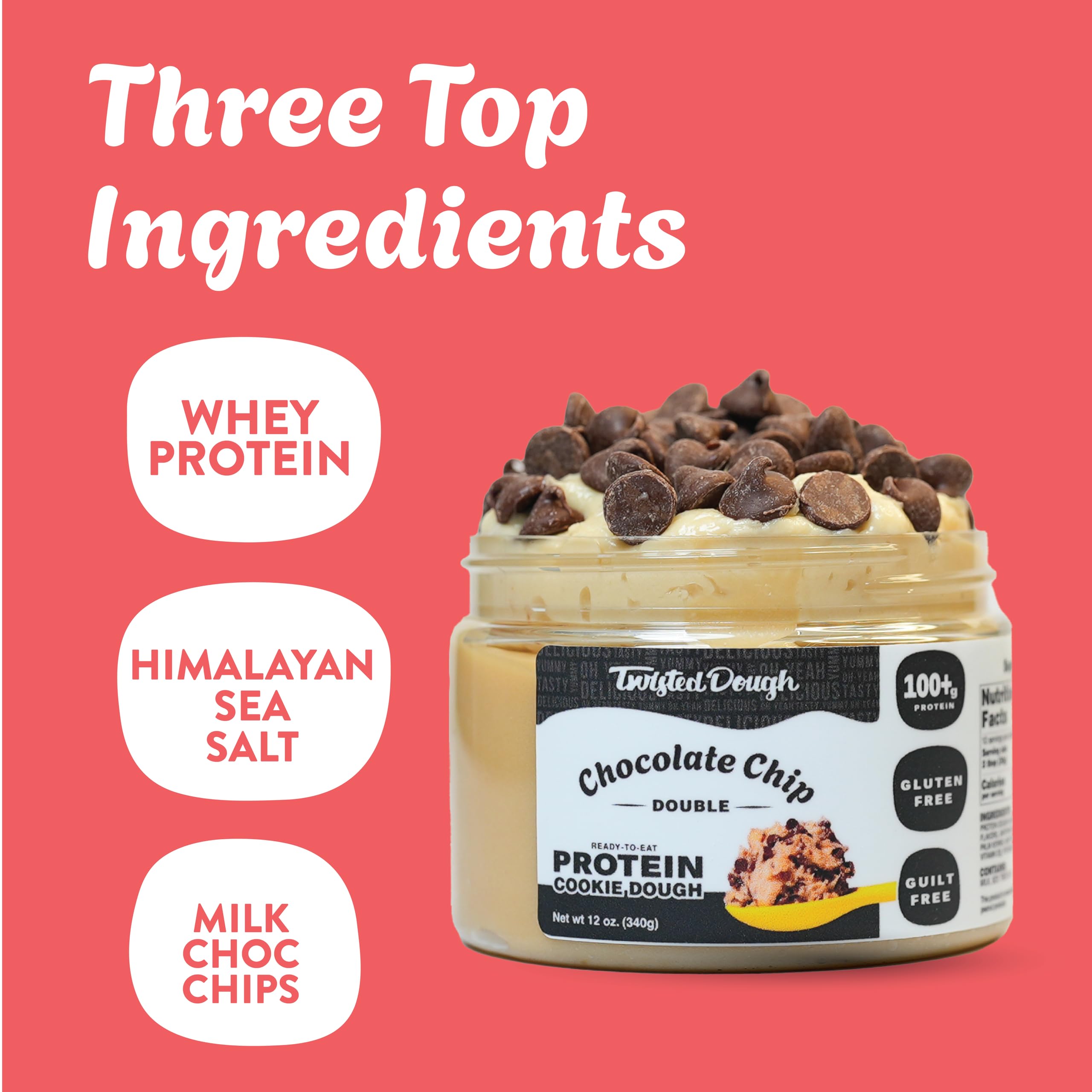 Double Chocolate Chip Protein Cookie Dough - 2 Pack | Healthy Edible Dessert Dough | Smooth, Creamy & Gluten Free | High Protein Snack | Ready to Eat | No Baking Required | Perfect for Post-Workout, School Lunch & On-the-Go Snacking