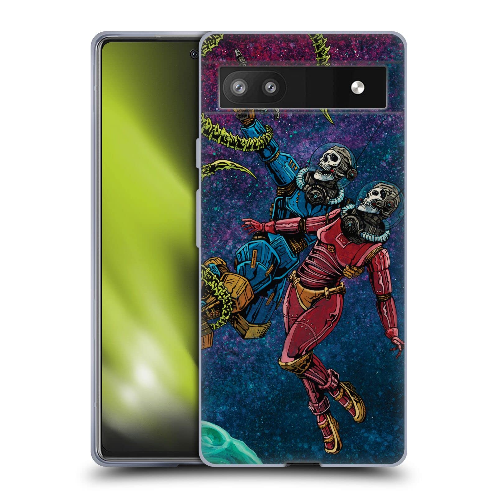 David Lozeau Astronaut Space Couple Love Colorful Grunge Soft Gel Case for Google Pixel 6a - Officially Licensed Protective Phone Cover for Everyday Use & Travel