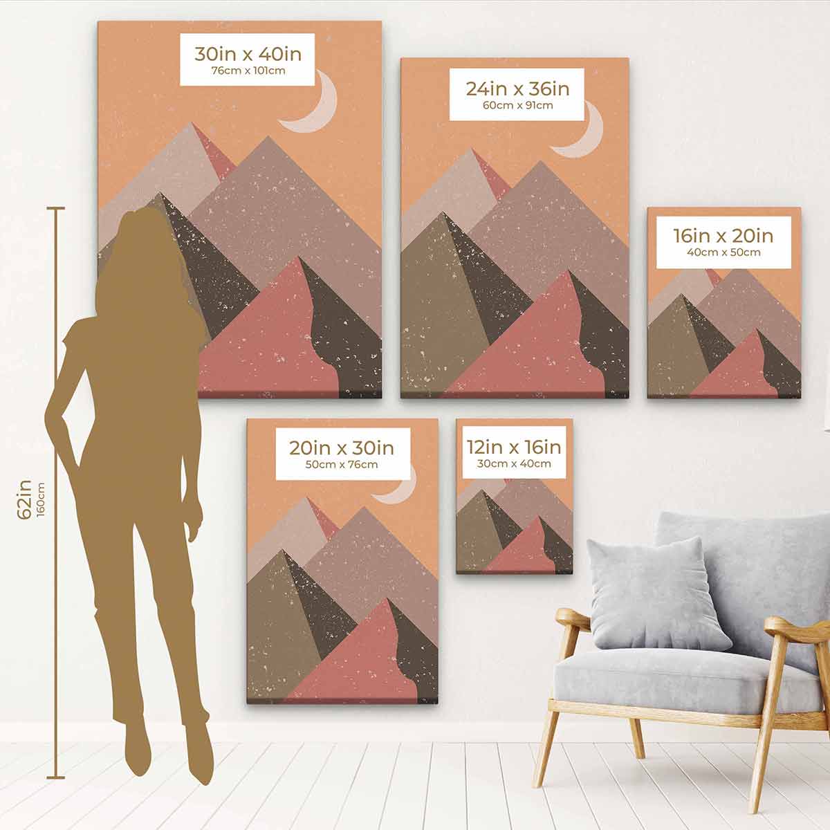 Brown Mountains Wall Art Canvas Print - Stunning Landscape Decor for Living Room, Bedroom & Office - Premium Quality 0240