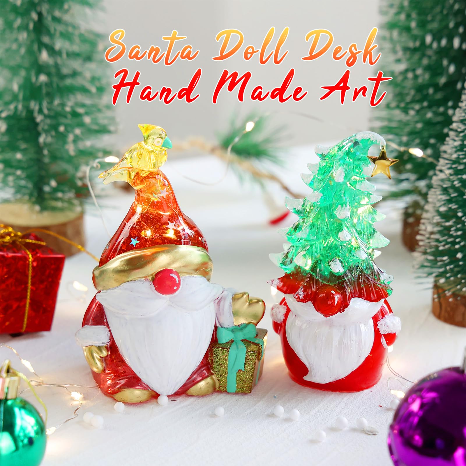 Christmas Gnomes Resin Molds - 2 Pack Santa Gnome Silicone Molds with Slouchy Hat & Tree for DIY Epoxy Resin Crafts | Holiday Ornaments, Thanksgiving Gifts | Perfect for Christmas Decor, Handmade Jewelry & Festive DIY Projects