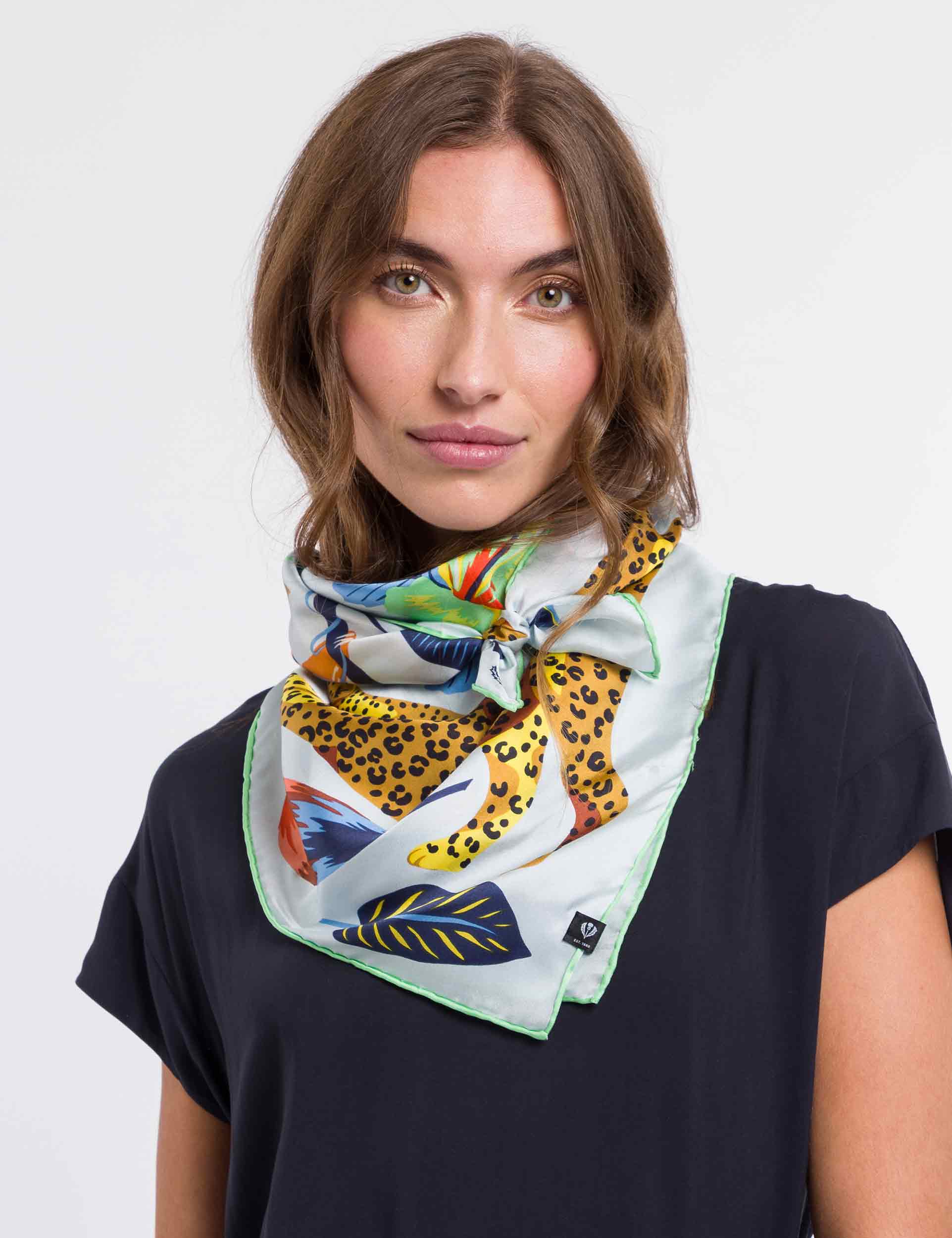 Flamingo Jungle Silk Square Scarf - Lightweight & Stylish Fashion Accessory for Women - Perfect for Travel, Beach, and Summer Outfits