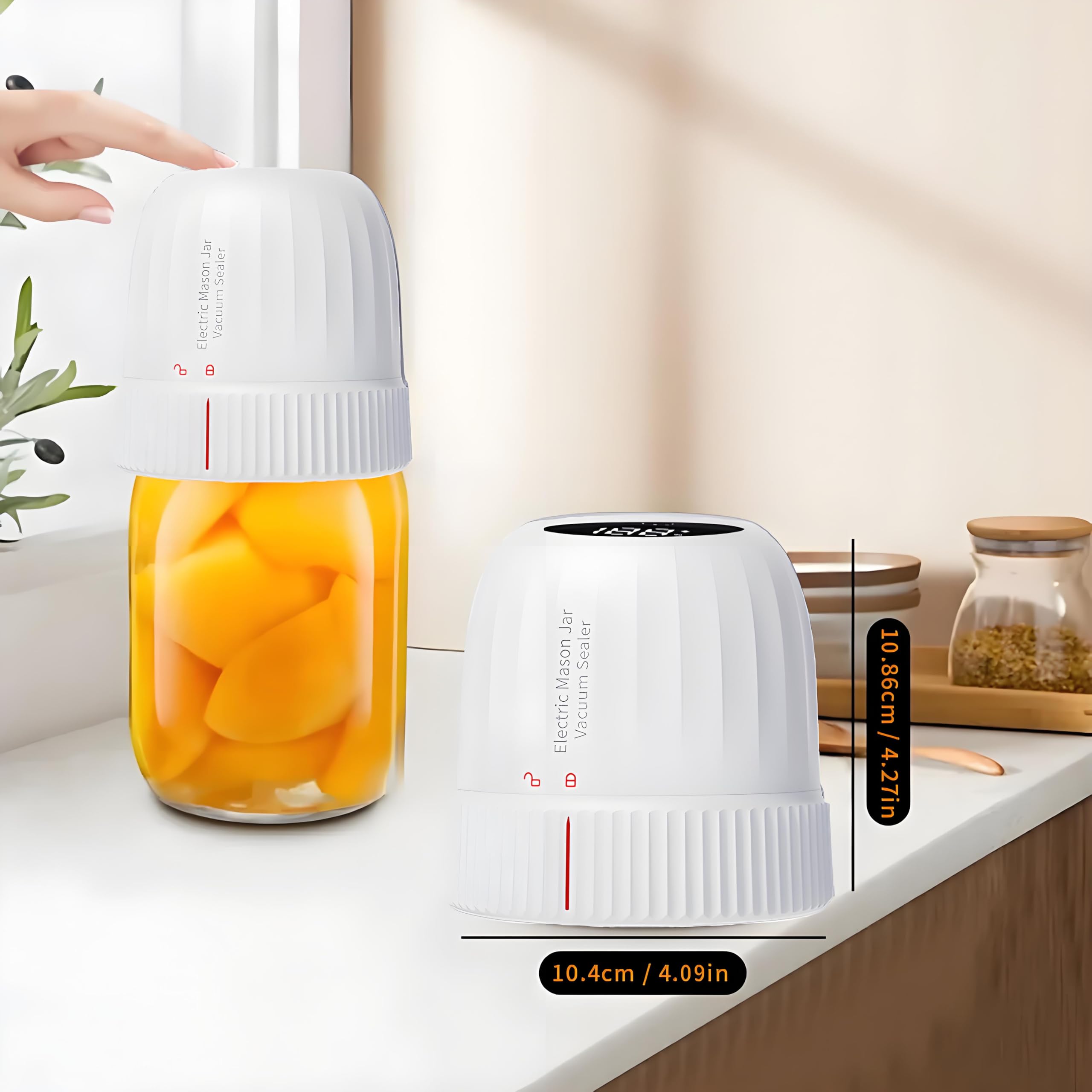 Upgraded 3-in-1 Electric Mason Jar Vacuum Sealer Kit - Wide Mouth & Regular Jar Sealer with Super Suction for Food Preservation | Perfect for Canning, Meal Prep & Long-Term Food Storage (White)