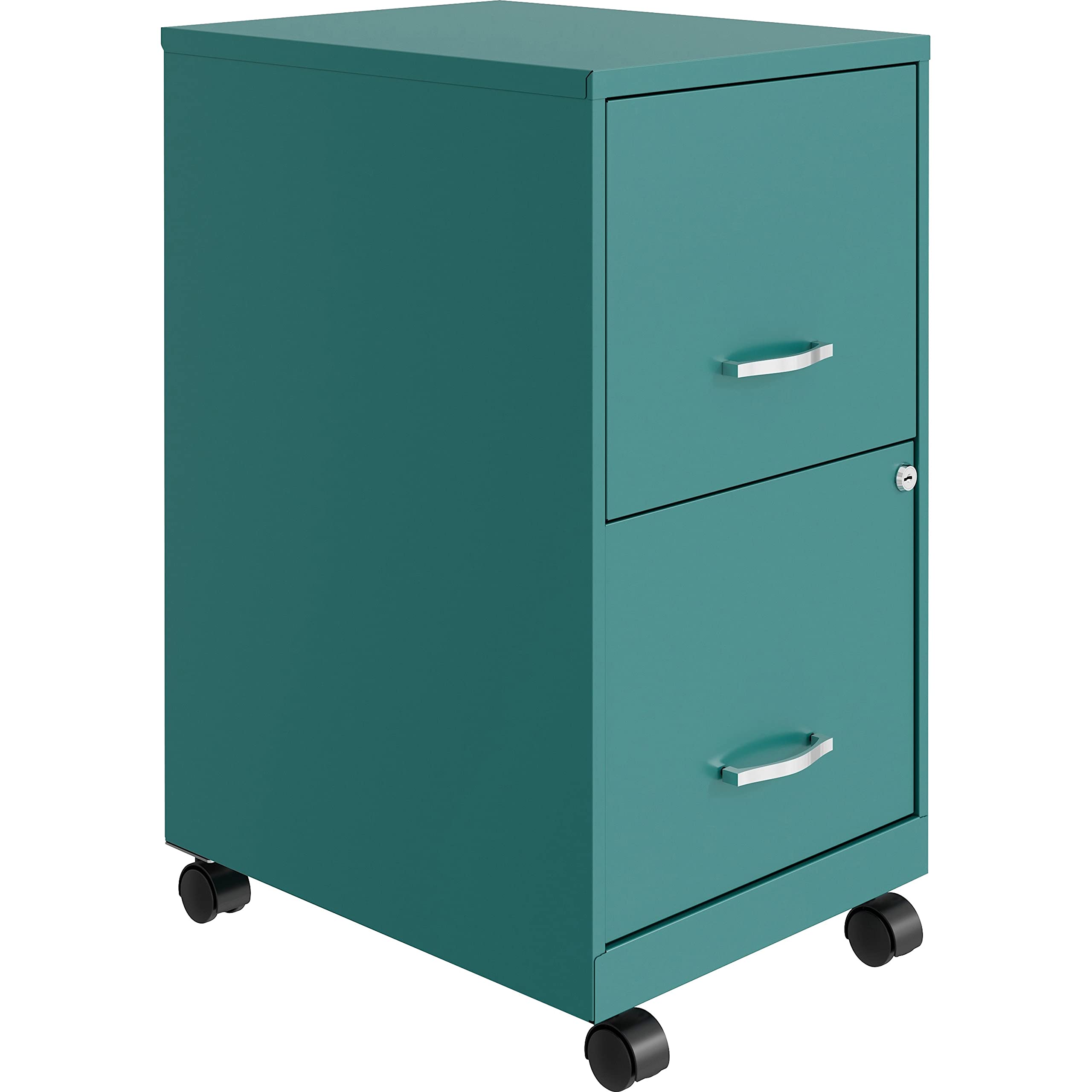 Lorell LYS SOHO Mobile File Cabinet - Teal Blue Office Storage Organizer for Home & Business Workspaces