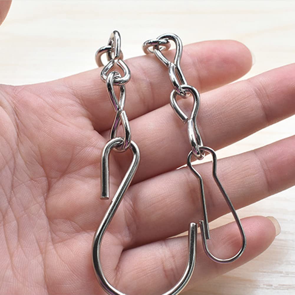 10 Pack 9.5 Inch Silver Hanging Chains - Heavy Duty Metal Hooks for Bird Feeders, Planters, Lanterns, Wind Chimes & Home Decor - Indoor/Outdoor Use for Gardens, Patios & Porches