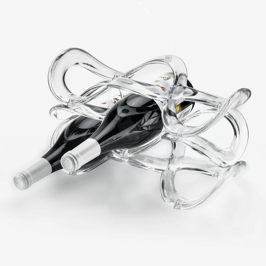 Guzzini Cuvee Wine Rack - Modern Stainless Steel Wine Bottle Holder for Kitchen, Bar & Dining Room - Perfect for Wine Storage & Display