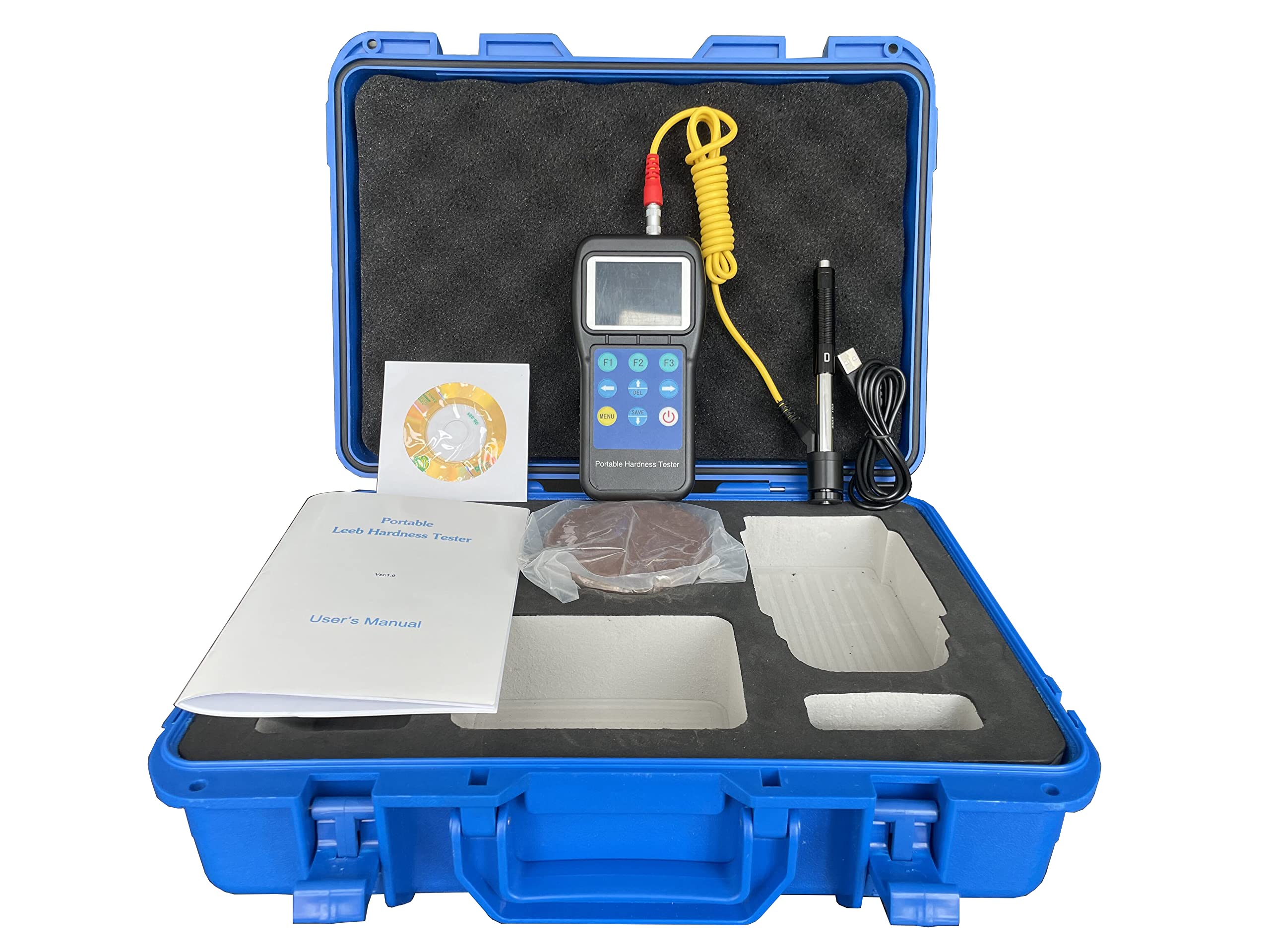 Portable Digital Hardness Tester - Durometer for Metal, Steel, Alloys | 600 Memory Groups | Ideal for Quality Control, Manufacturing & Material Testing