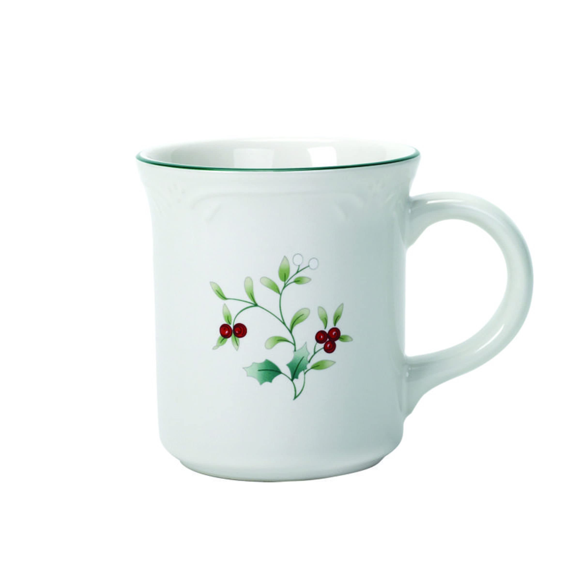 Pfaltzgraff Winterberry 12-Ounce Coffee Mugs Set of 4 - Stoneware Tea Cups for Hot Beverages, Perfect for Home, Office, and Holiday Gifts