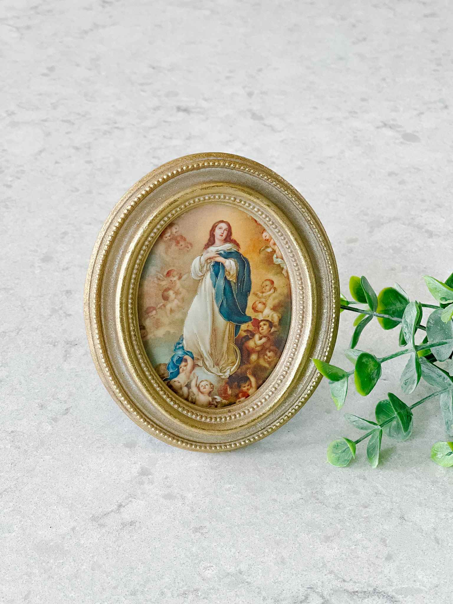 Petite Immaculate Conception Framed Art - Religious Home Decor for Wall Display in Living Room, Bedroom or Chapel