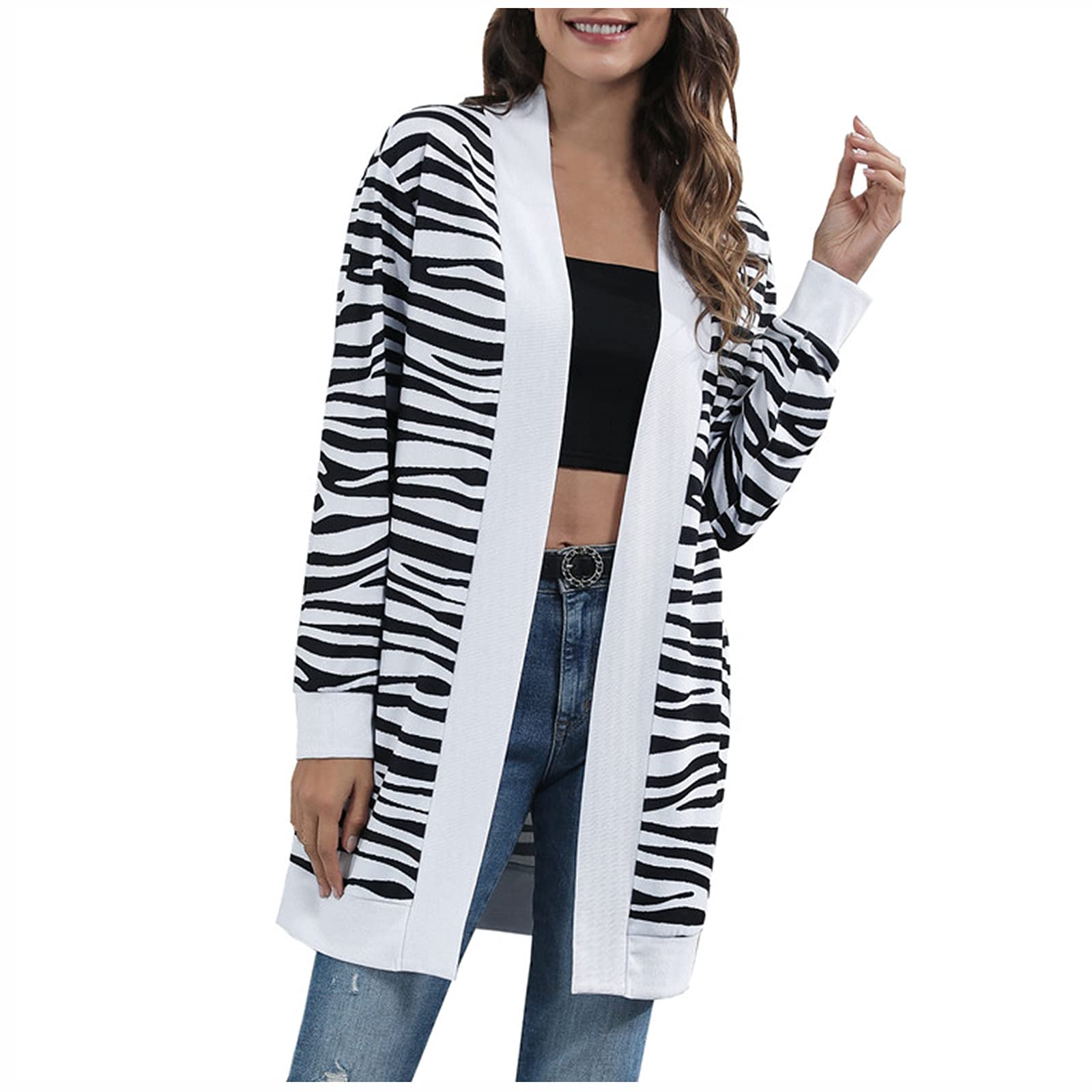Women's Casual Long Sleeve Striped Open Stitch Cardigan - Lightweight Knit Sweater Coat for Fall & Winter Layering | Perfect for Office, Date Night and Weekend Outfits