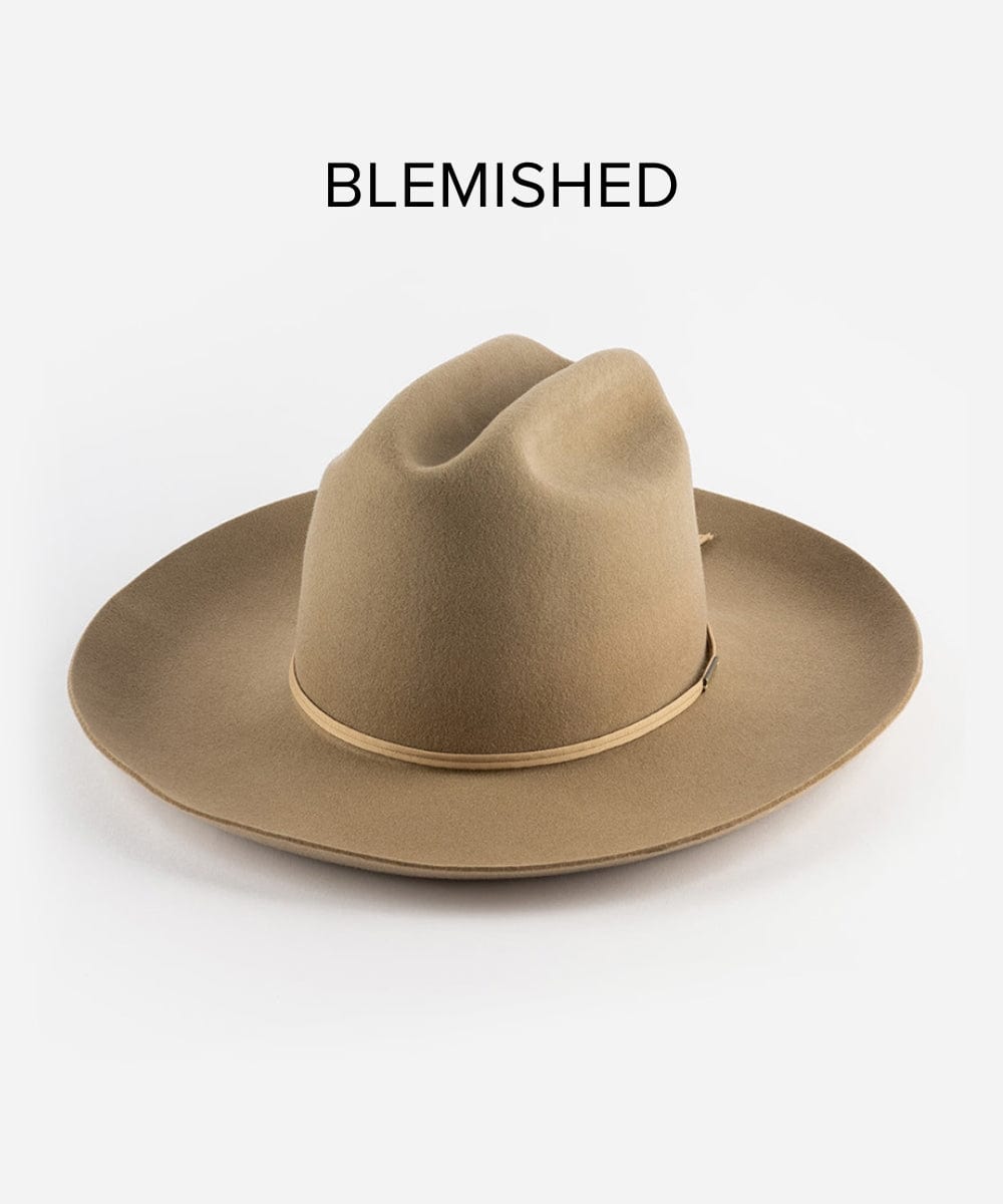 Ezra Western Cowboy Hat for Men & Women - Tan Distressed Leather Hat with Brim - Perfect for Rodeo, Country Music Festivals & Outdoor Adventures
