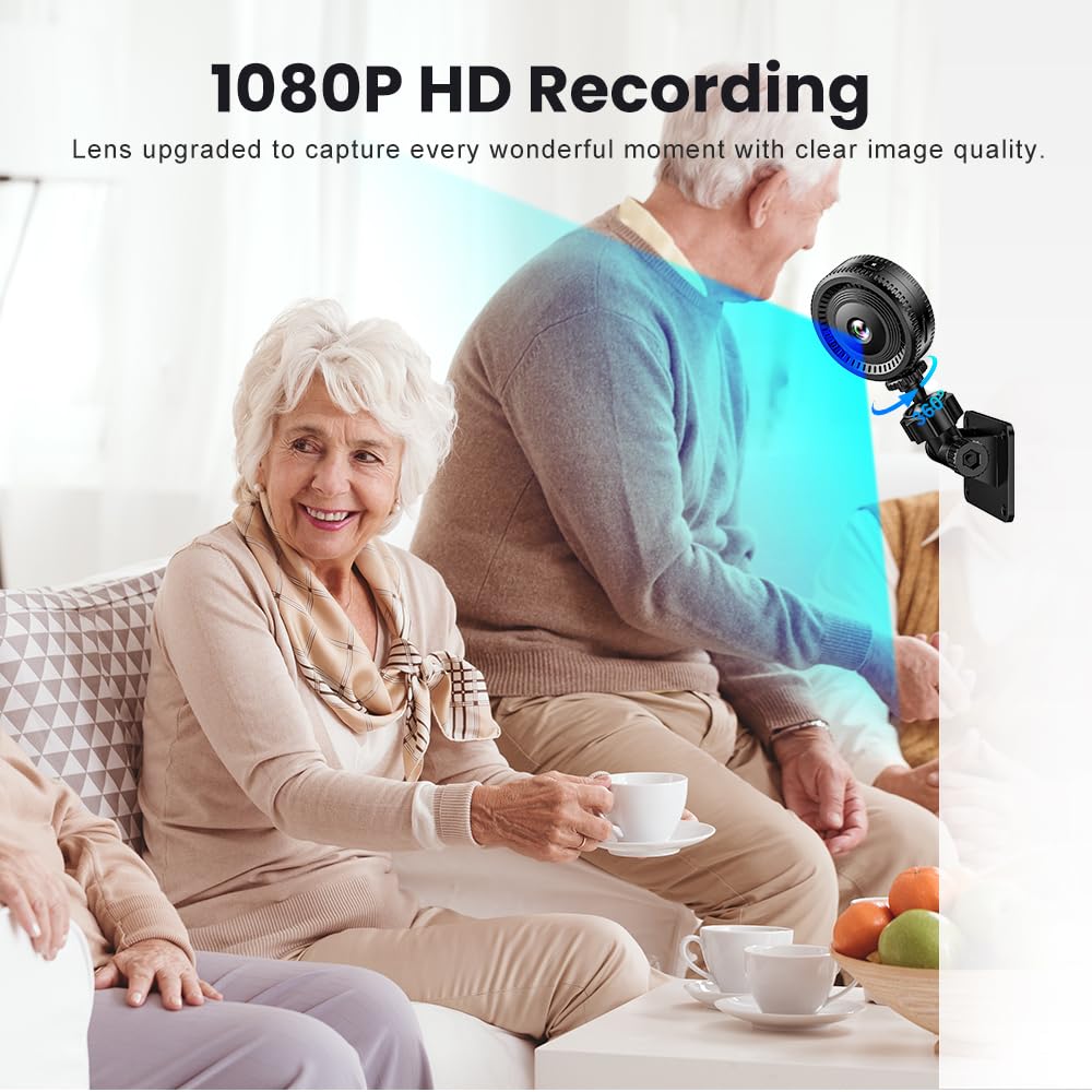 Best Mini Hidden Camera - Indoor WiFi Wireless Nanny Cam with Night Vision | Full HD Circular Surveillance Camera for Home Security, Pet Monitoring & Baby Care | Live Video Recording for Nursery, Office & Elderly Care