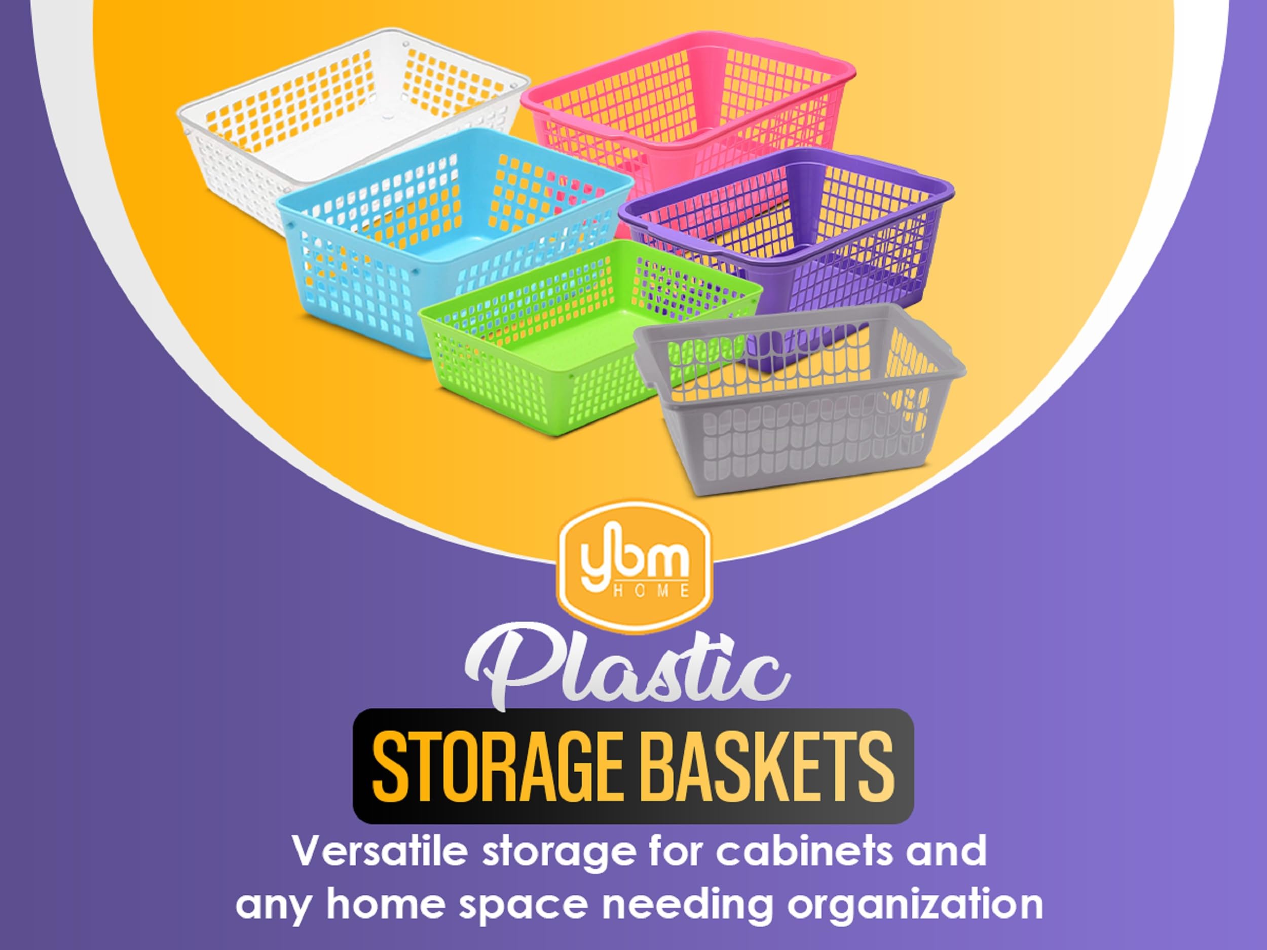 YBM HOME White Plastic Storage Basket Organizer - Multipurpose Perforated Bin Tray for Office Drawer, Desktop, Classroom, Shelves, Kitchen Pantry & Kids Room (32-1184) - Perfect for Home Organization & Space Saving Solutions