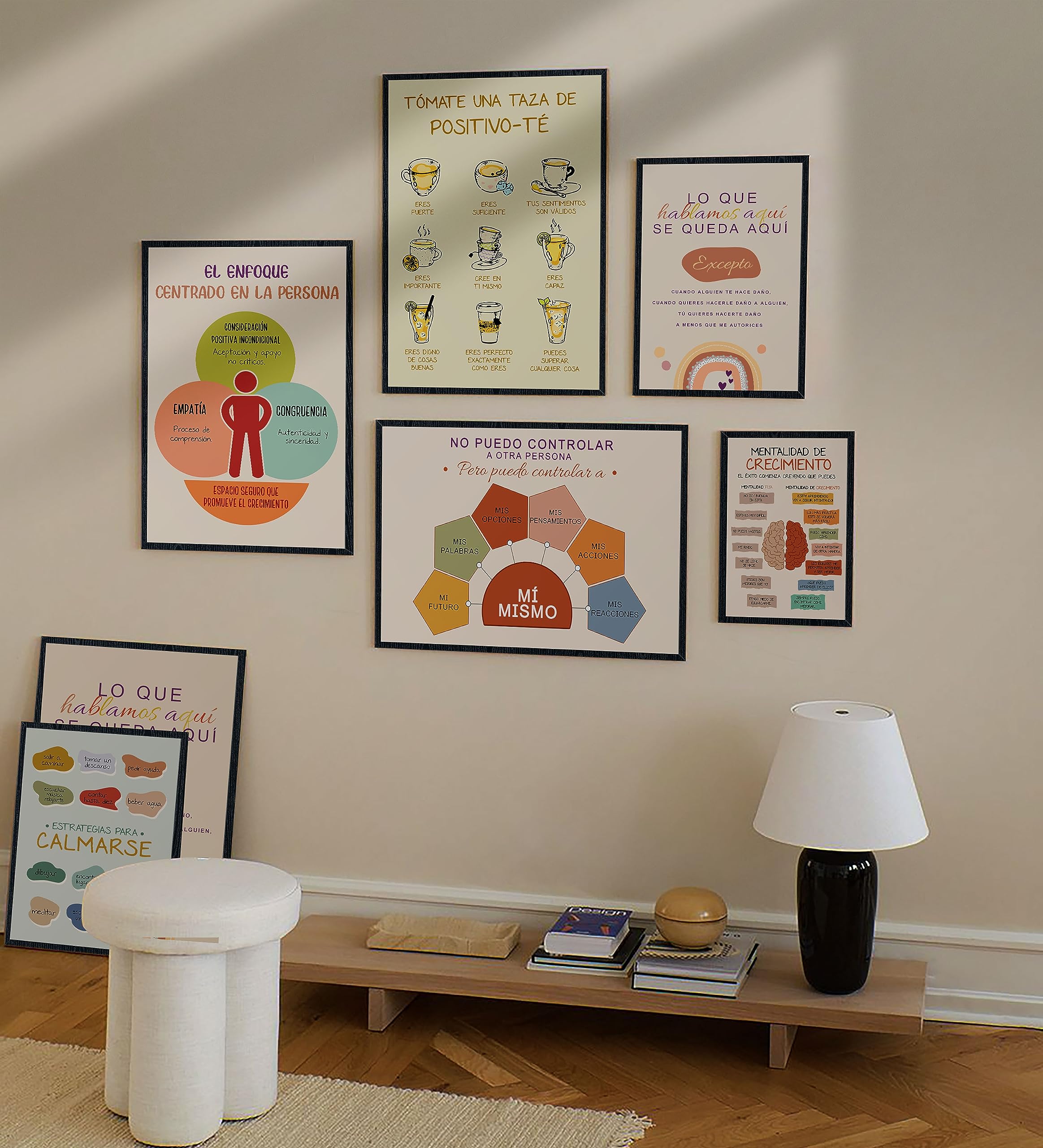 LOLUIS Mental Health Poster - Spanish Educational Art Print for Classroom & Therapy Office Decor (Positive Affirmations, Custom Framing Options) - Perfect for Schools, Counseling Centers & Home Wellness Spaces