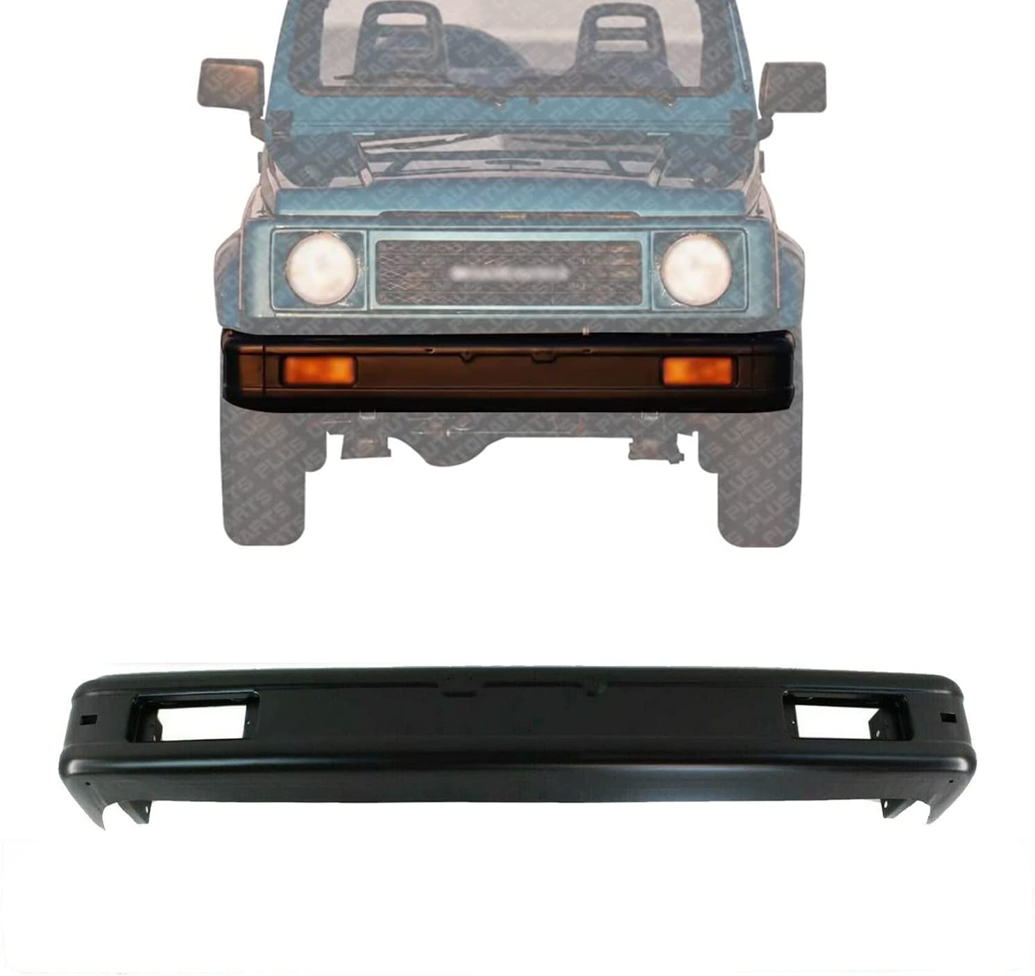 1986-1995 Suzuki Samurai Front Bumper Primed Steel with Fog Light Holes - Direct Replacement Part 7171082C11 | Perfect for Off-Roading & Vehicle Restoration
