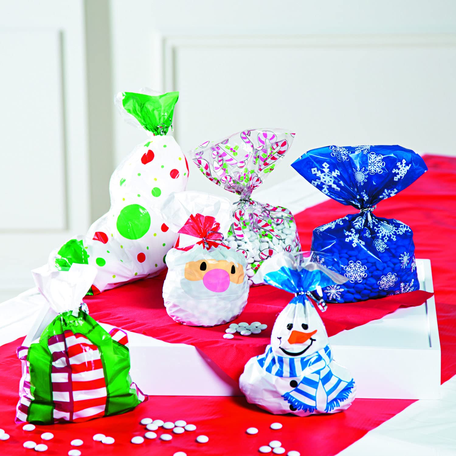 Christmas Snowman Cellophane Gift Bags for Holiday Treats, Party Favors & Candy Packaging - Perfect for Christmas Gifts, Cookie Bags & DIY Crafts