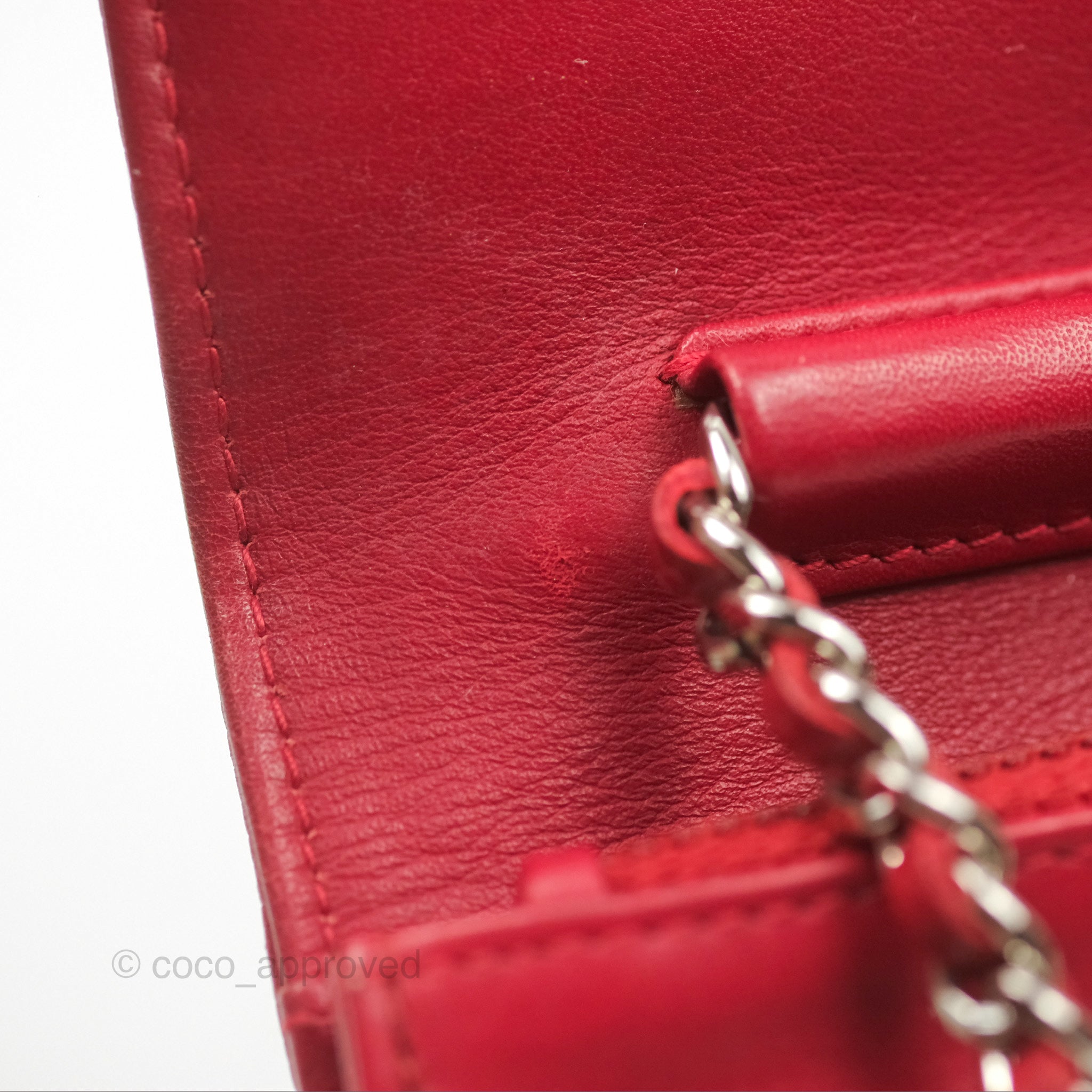 Chanel CC Wallet On Chain WOC Crossbody Bag - Red Caviar Leather with Silver Hardware | Perfect for Evening Events, Parties & Date Nights