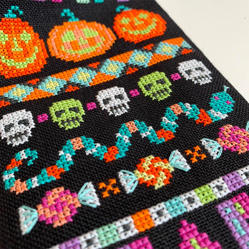 Ghastly Greetings Cross Stitch Pattern - Spooky Halloween Embroidery Kit for DIY Home Decor & Gifts